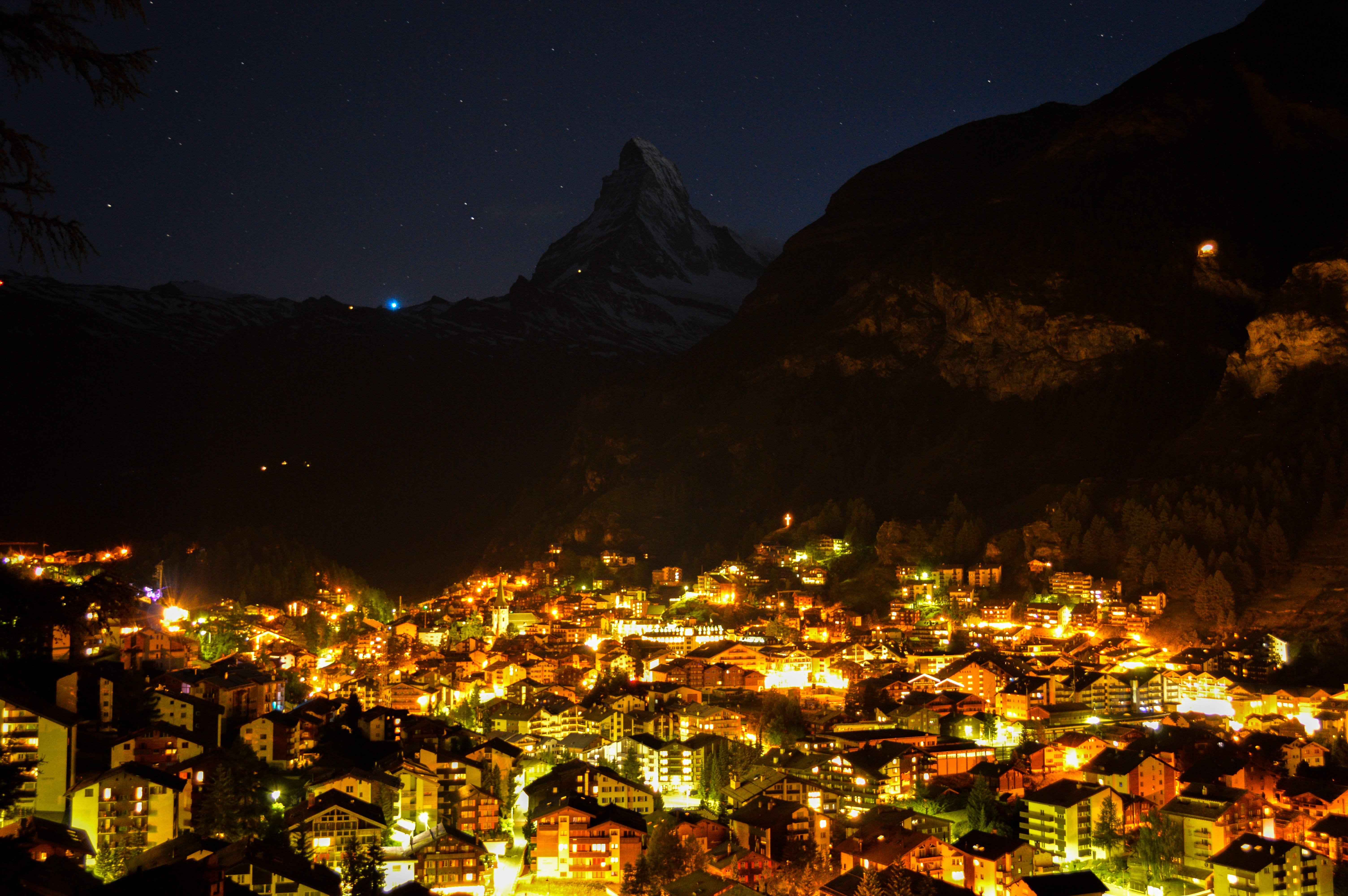 sky, crowd, architecture, community, 5K, illuminated, switzerland, crowded, lighting, mountain range, city night, night vision, cervin, city at night, HD Wallpaper