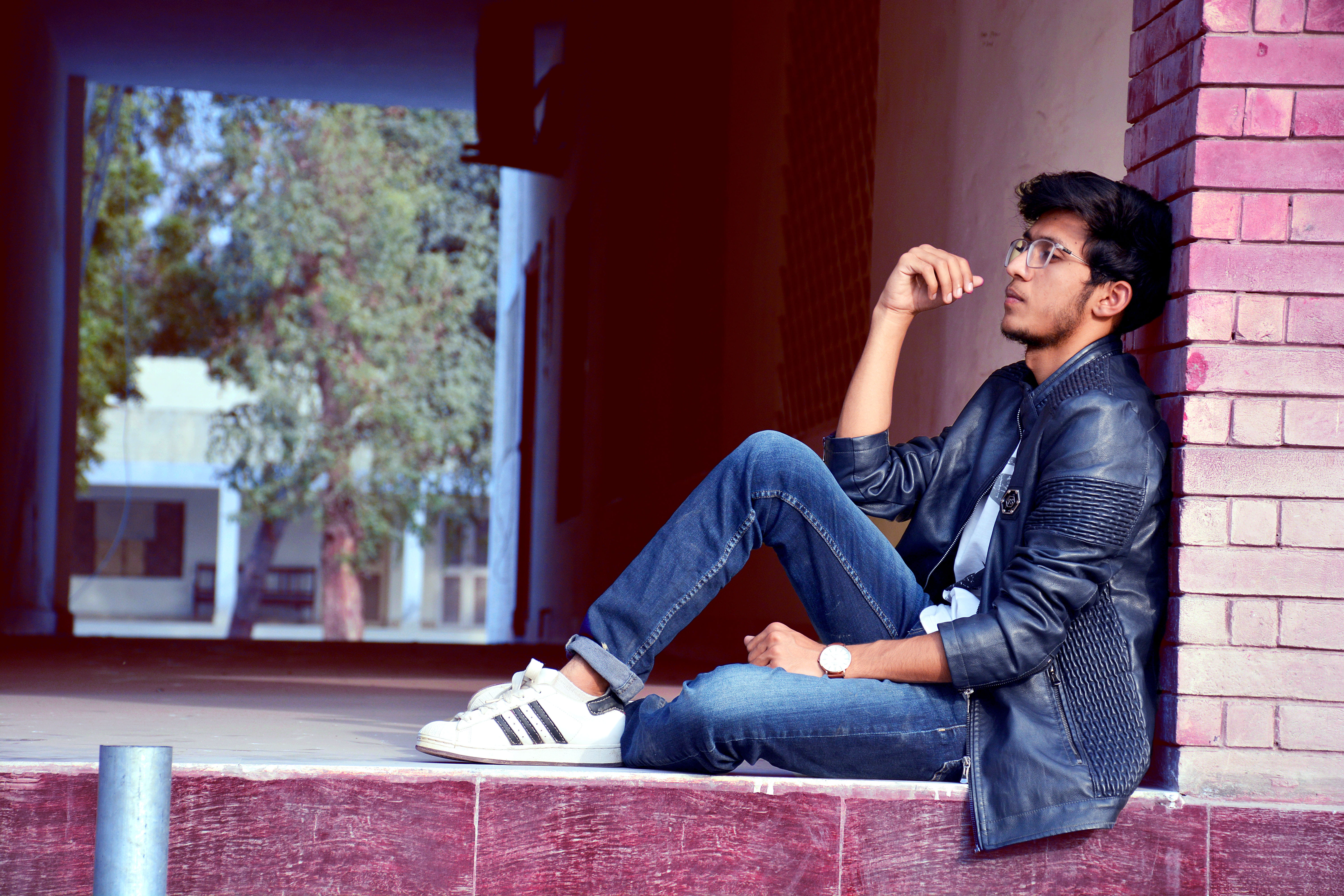 street, young adult, men, architecture, young men, black, drinking, jacket, real people, person, model, thoughts, wear, leather, portrait, sit, adult, one person, HD Wallpaper
