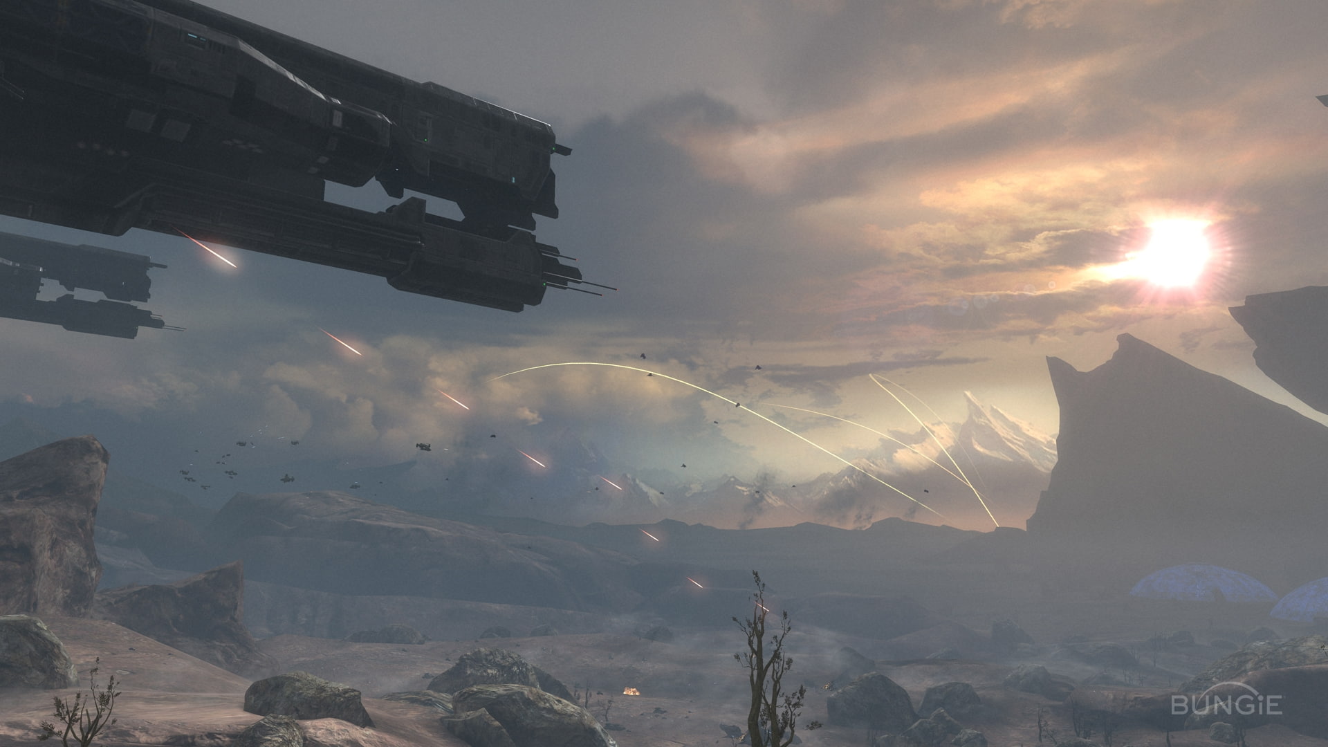 video, mountains, vehicles, halo, hd, Video Games, spaceships, art, games, reach, x, 1080P, HD Wallpaper