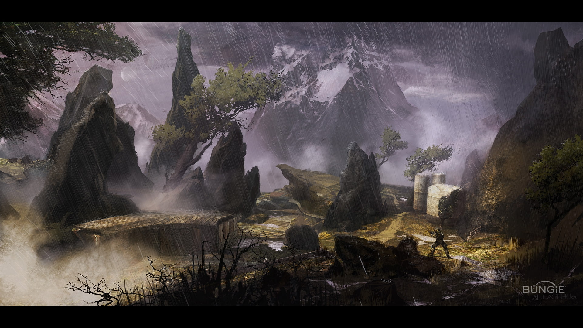 concept, hd, Halo Reach, video, halo, rain, 1080P, reach, art, games, HD Wallpaper