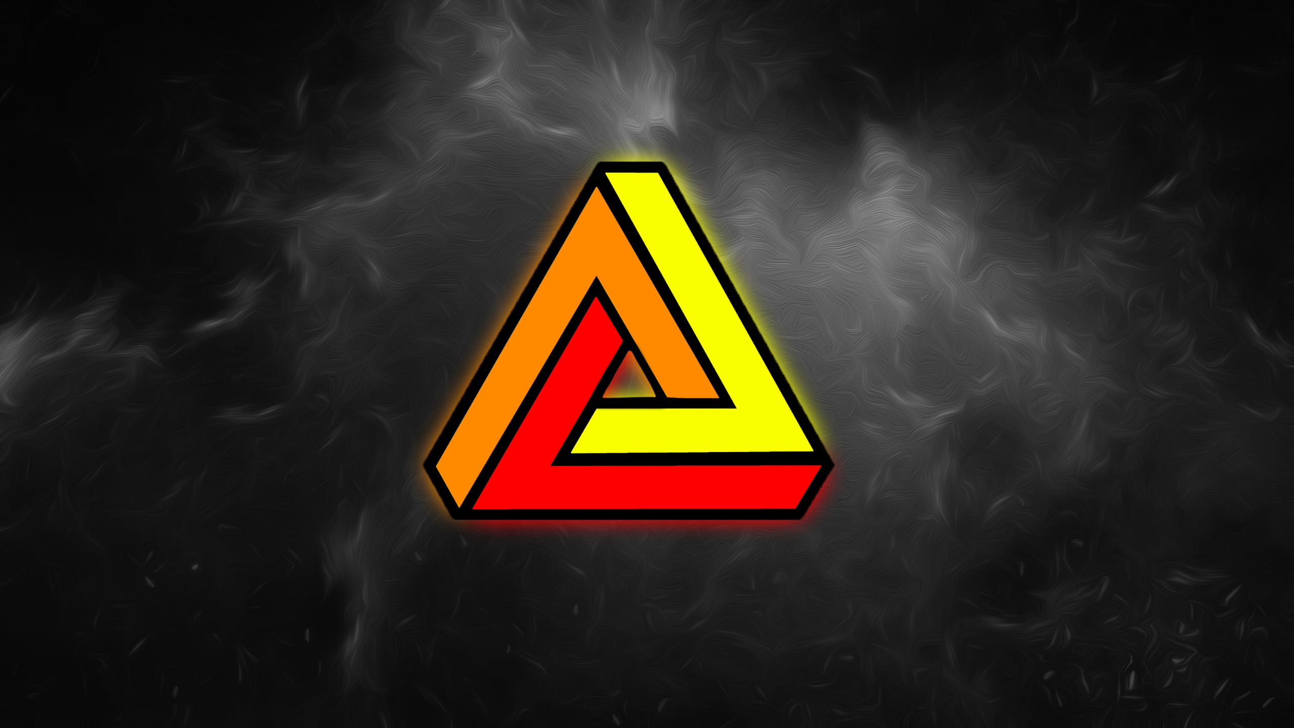 red, Penrose triangle, 2K, space, yellow, orange, HD Wallpaper
