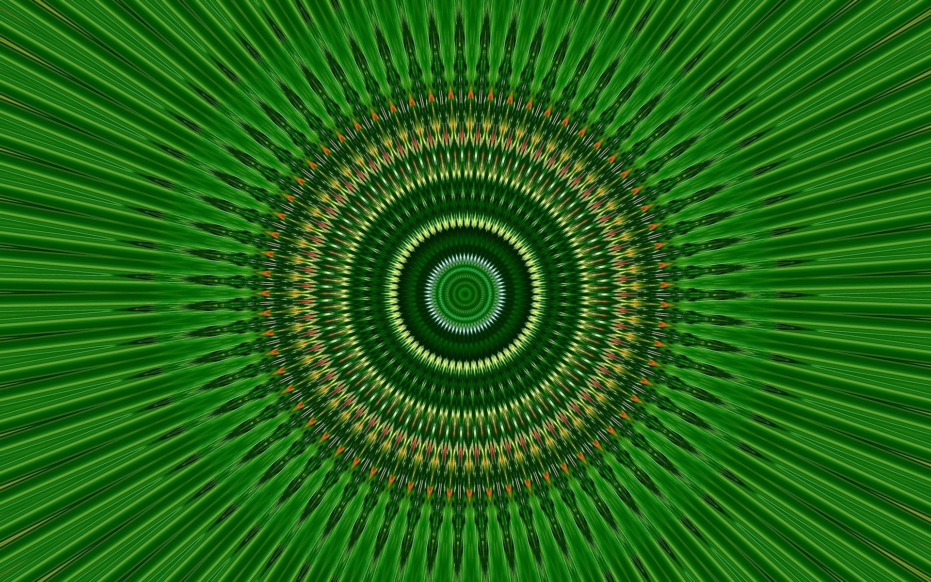 1080P, Pattern, Artwork, Abstract, Circle, Green, Kaleidoscope, Spiral, Artistic, HD Wallpaper
