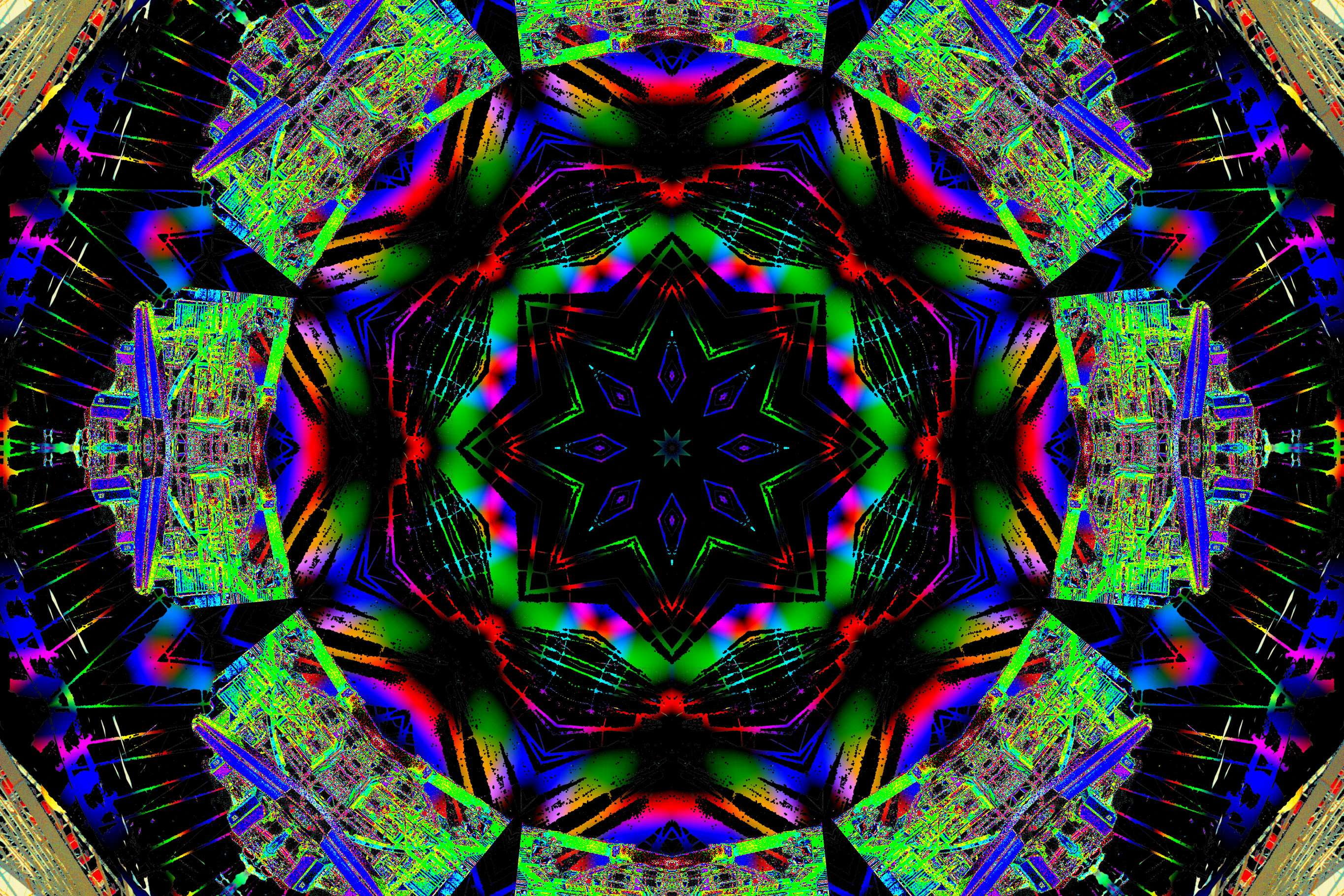 2K, green color, directly below, kaleidoscope, close-up, art and craft, indoors, craft, backgrounds, psychedelic, studio shot, full frame, shape, red, HD Wallpaper