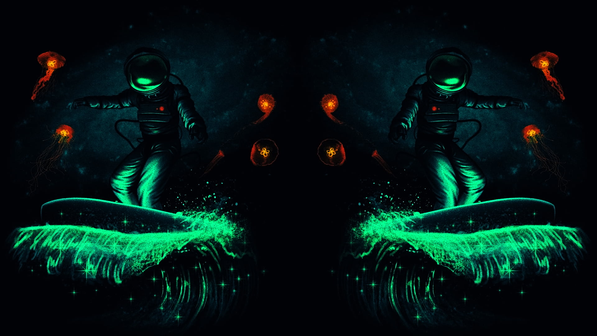 1080P, green, orange, area 51, blue, digital art, alien abduction, AronyMusic, cyberpunk, HD Wallpaper