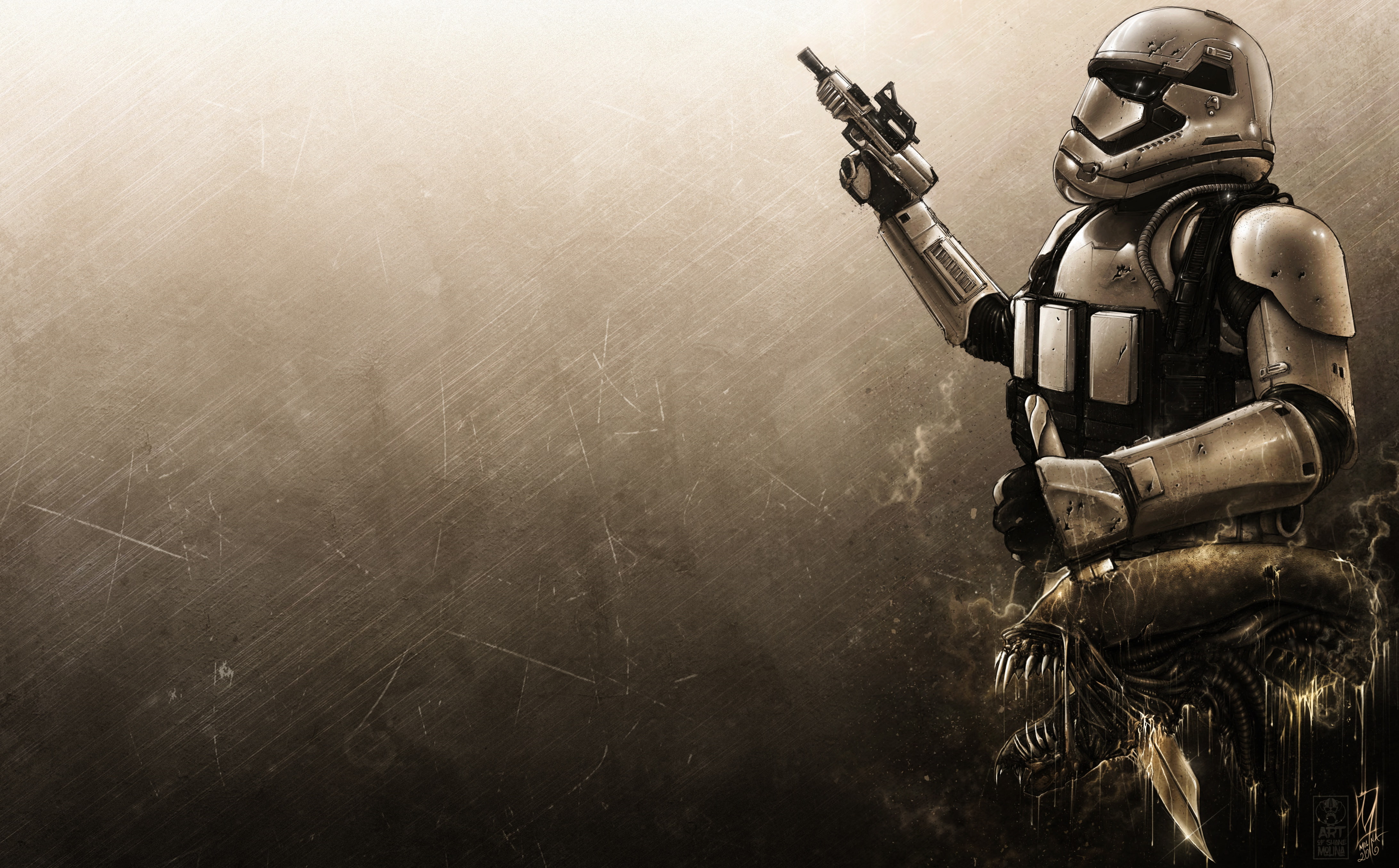 machinery, still life, handgun, 4K, indoors, metal, day, stormtrooper, no people, aggression, weapon, architecture, machine gun, absence, rifle, gun, wall - building feature, HD Wallpaper