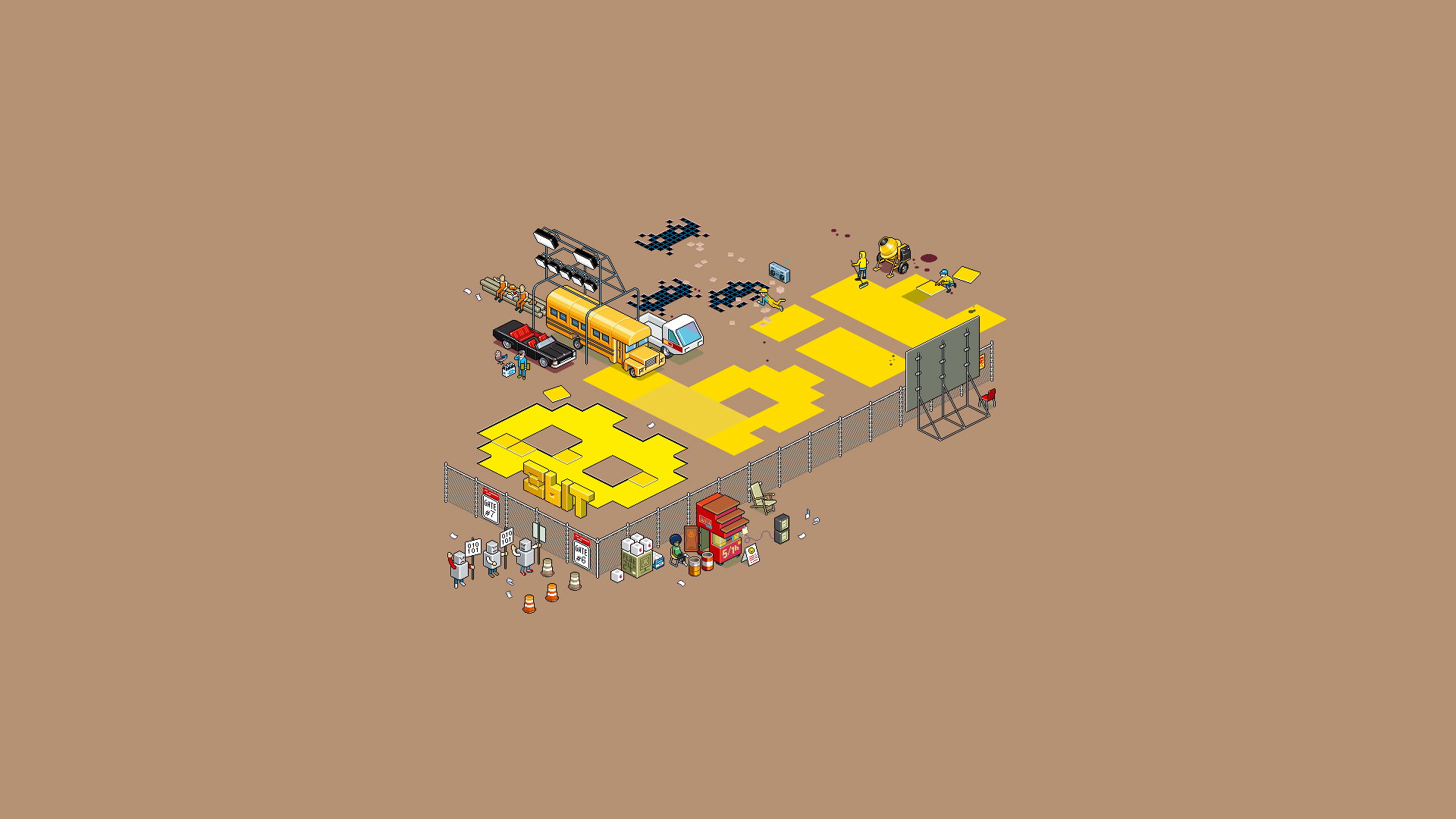 toy, pixels, cut out, yellow, copy space, symbol, delivering, machinery, mode of transportation, multi colored, factory, digital composite, studio shot, HD Wallpaper