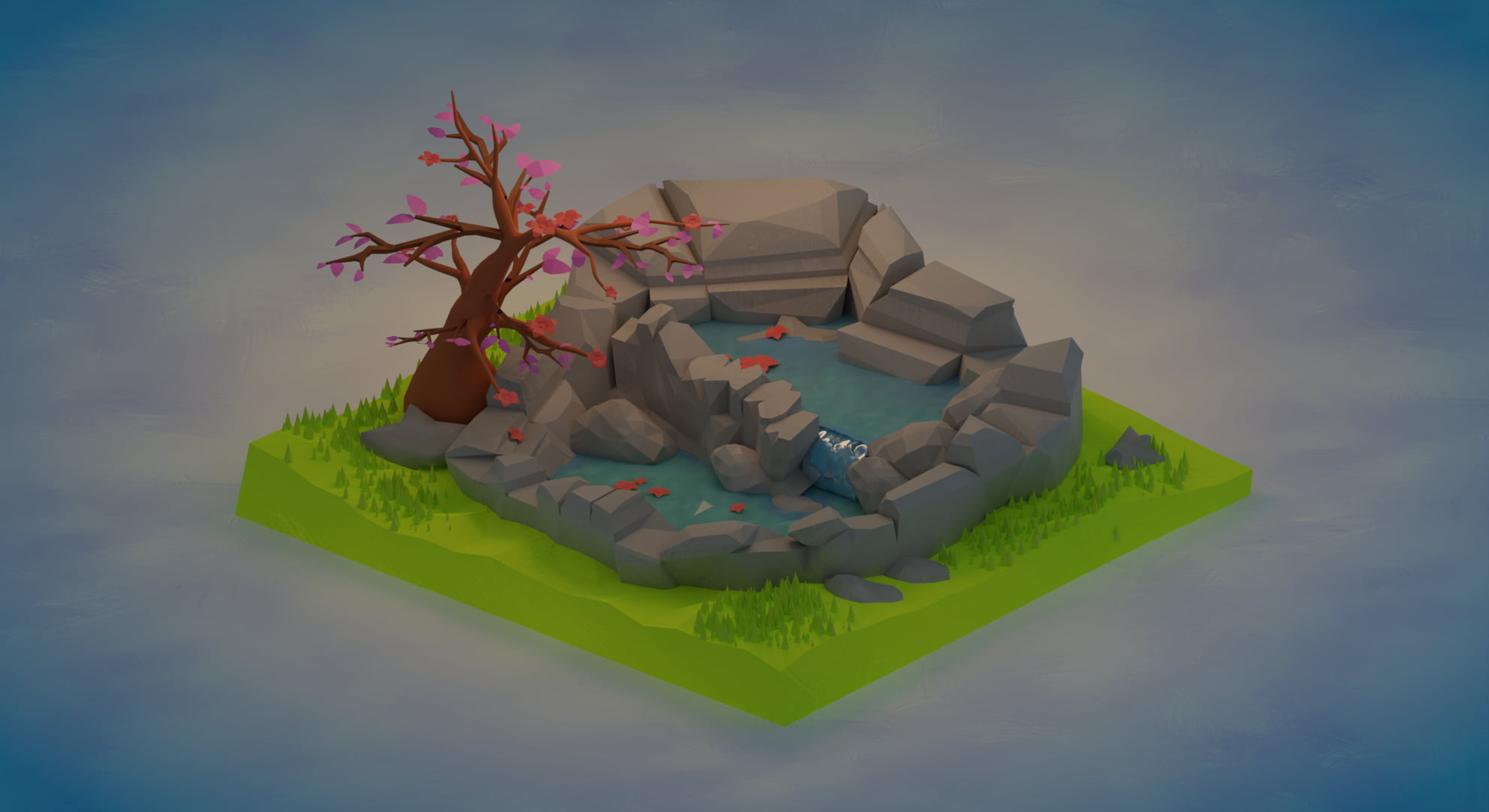 water, 1080P, nature, isometric, HD Wallpaper
