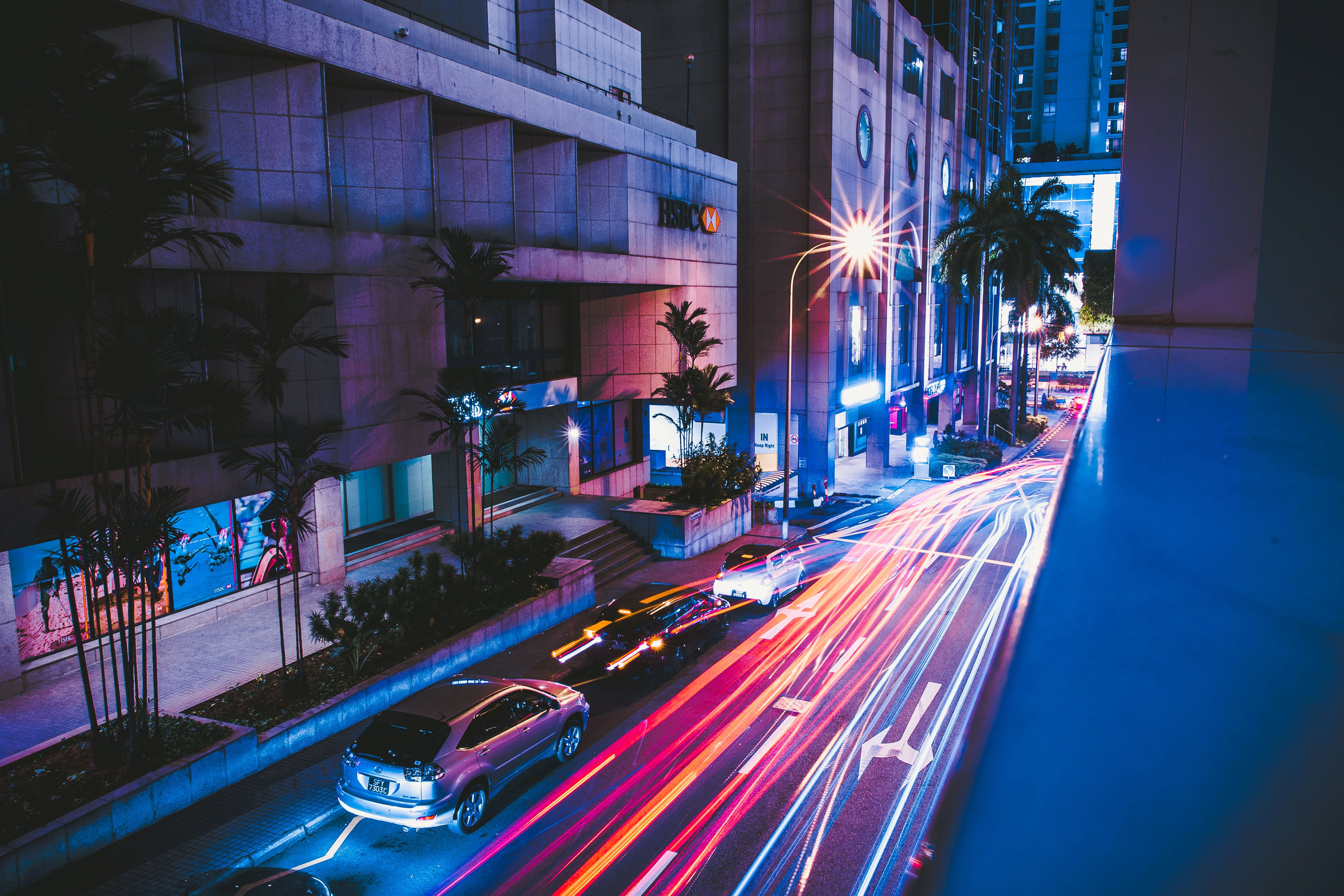 mode of transportation, lighting Equipment, car, night, highway, long Exposure, illuminated, dark, built Structure, urban, dusk, road, movement, street, HD Wallpaper