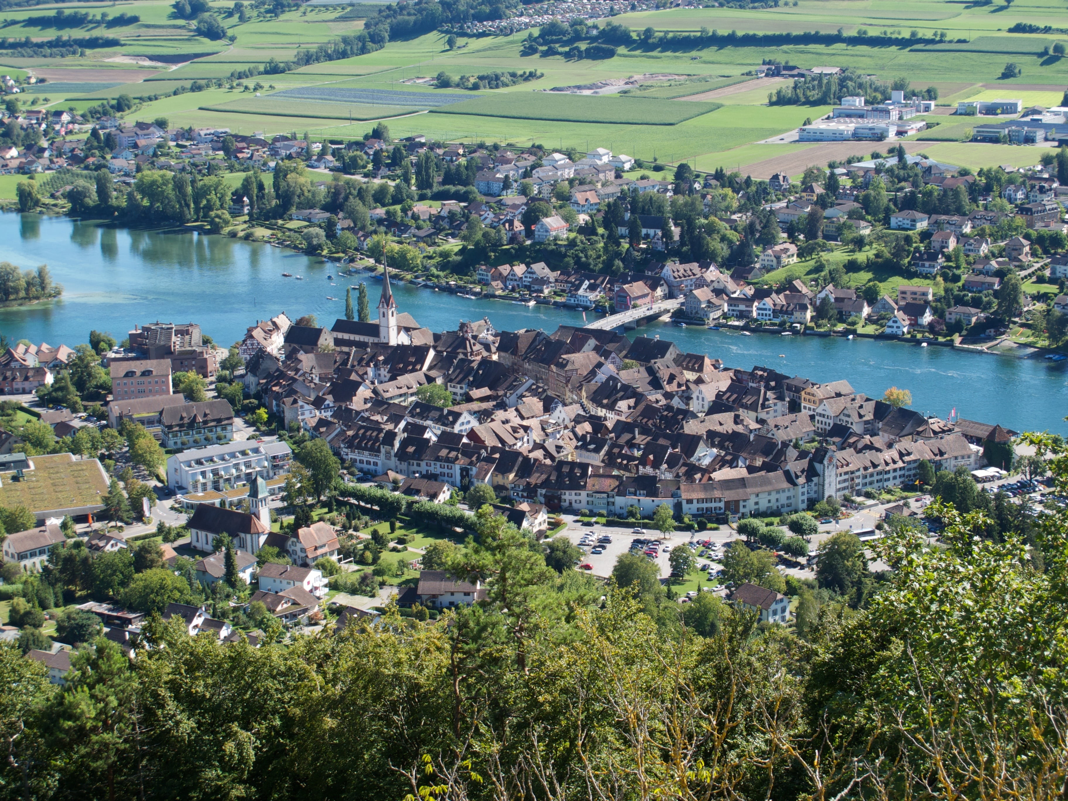 nature, water, rhine, roofs, photography, rural Scene, europe, stein am rhein, cityscape, daytime, old town, architecture, day, plant, scenics - nature, HD Wallpaper