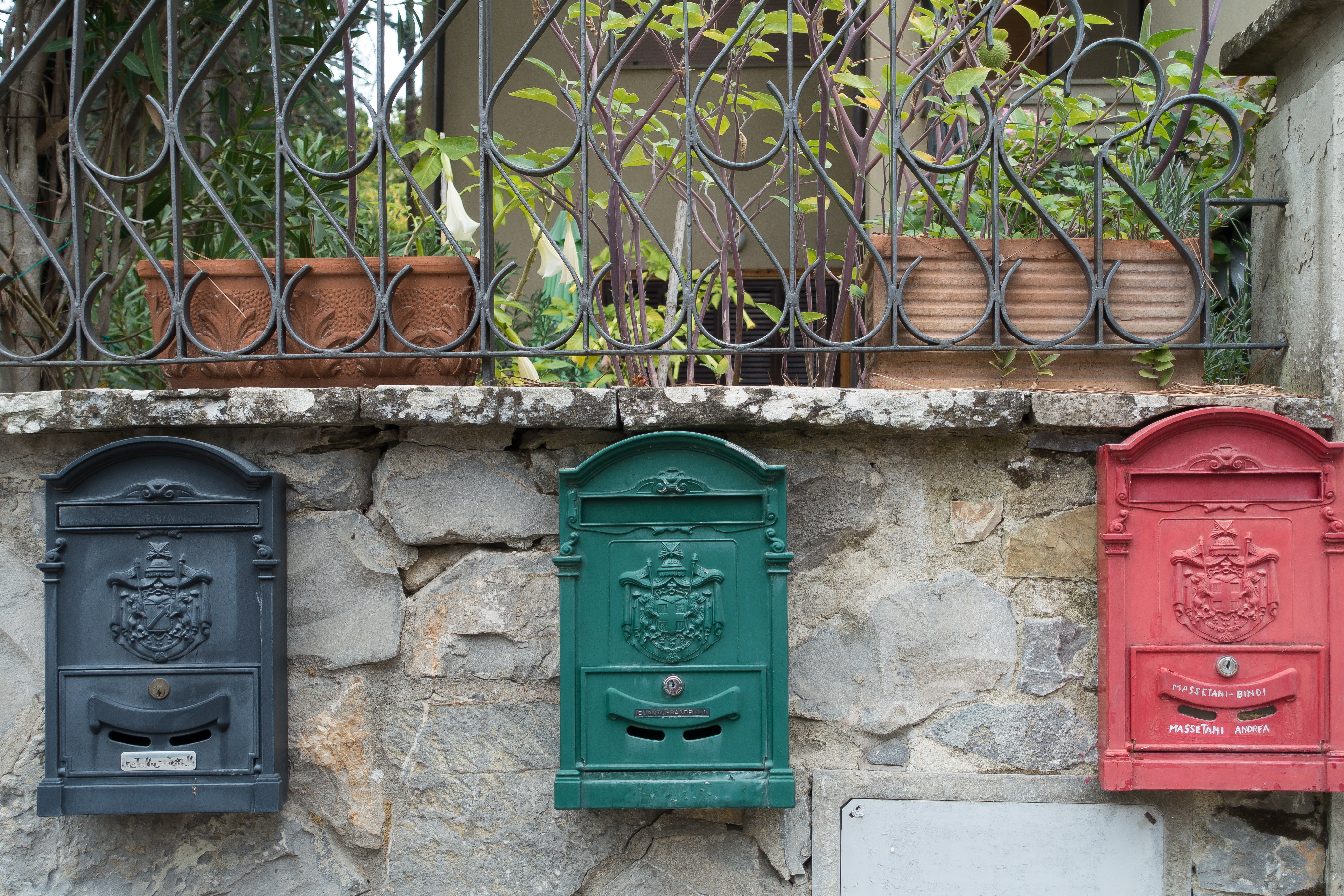 nature, letter boxes, built structure, building exterior, green, concrete, architecture, building, mounted, 5K, wall, outdoors, steel, green color, post, HD Wallpaper