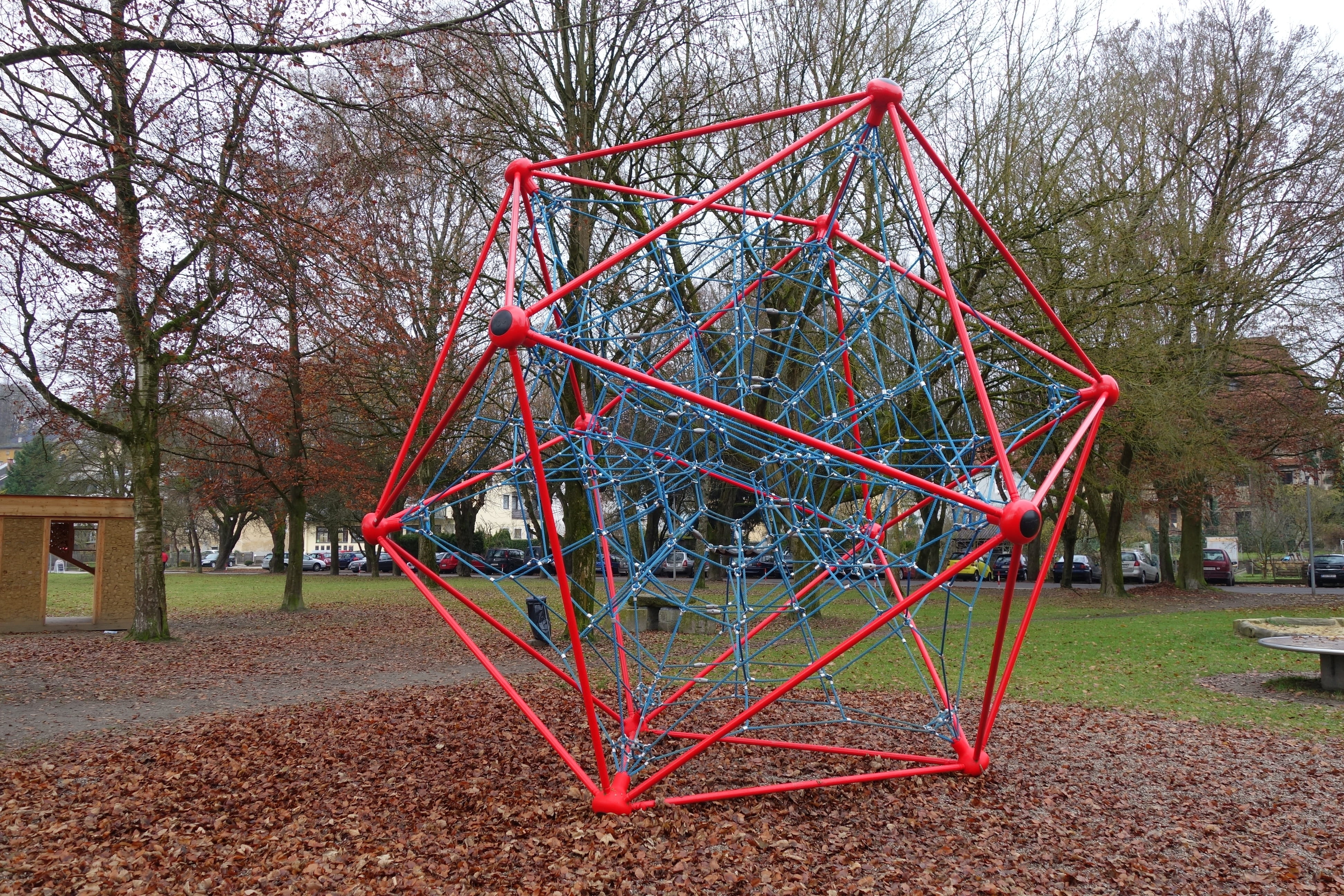 Space, jungle gym, outdoors, klettergerüst, sky, outdoor play equipment, built structure, plant, no people, land, childrens playground, ropes, field, Geometry, HD Wallpaper