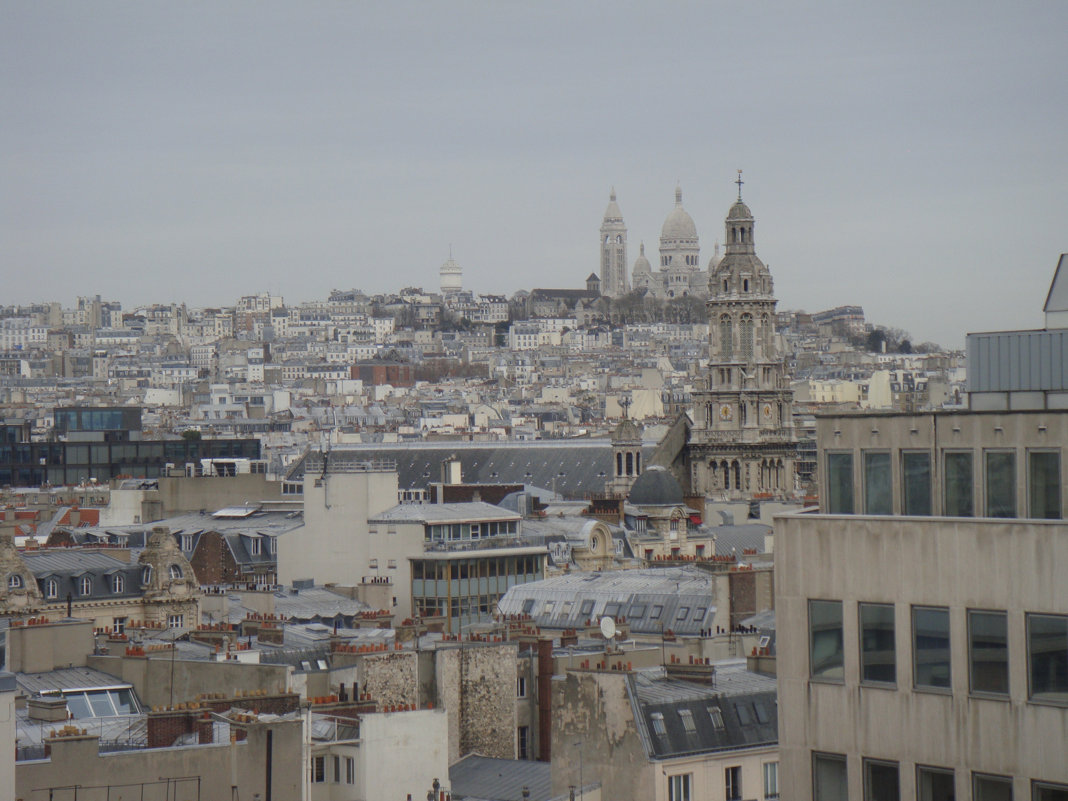 dome, built structure, sacre coeur, building exterior, roofs, outdoors, copy space, france, houses, architecture, bird flight, town, travel destinations, HD Wallpaper