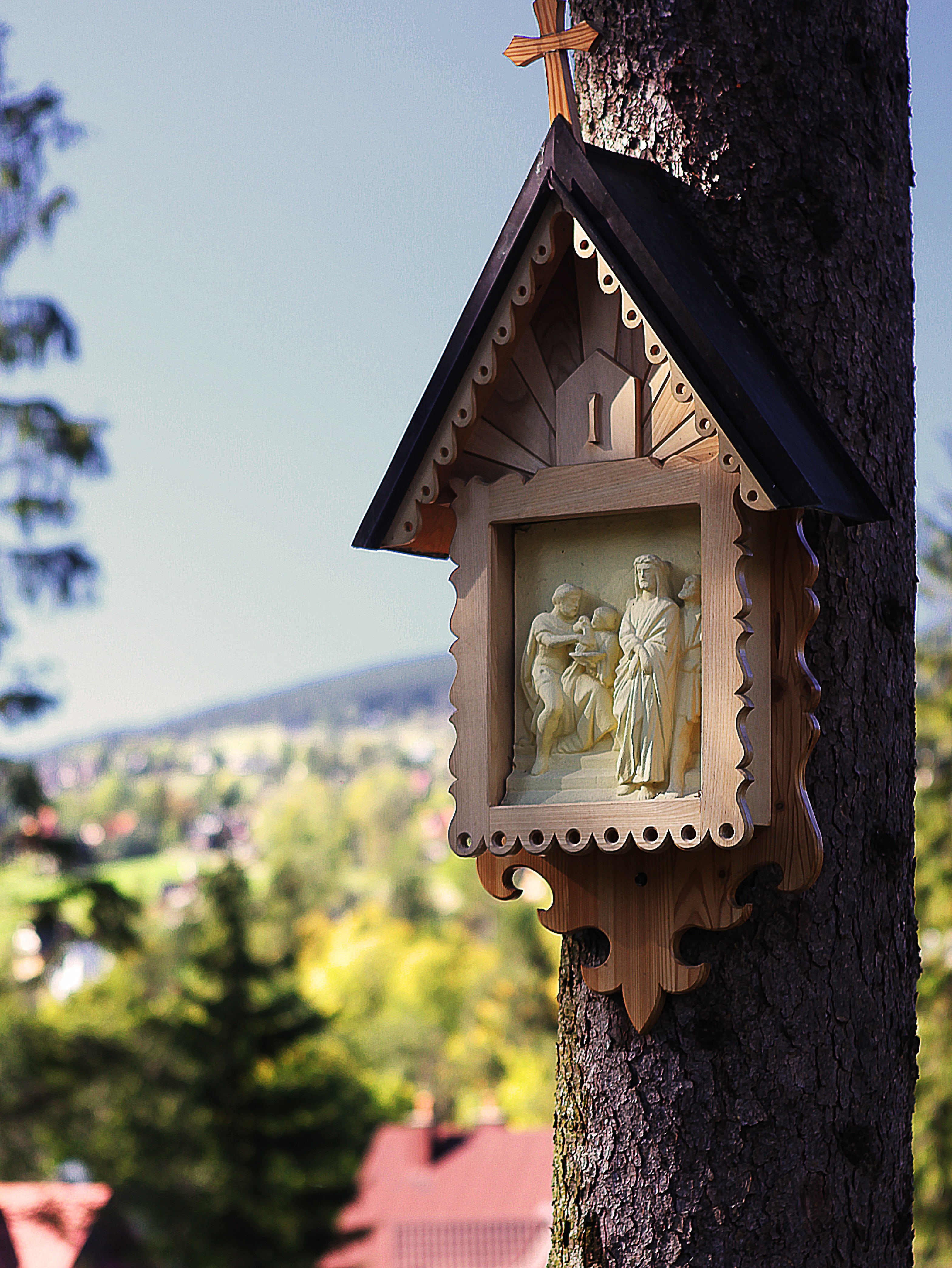 nature, house, symbols, art and craft, buried, day, stations of the cross, message, cross, craft, sacred, outdoors, no people, the sanctuary, relief, architecture, Phone HD Wallpaper