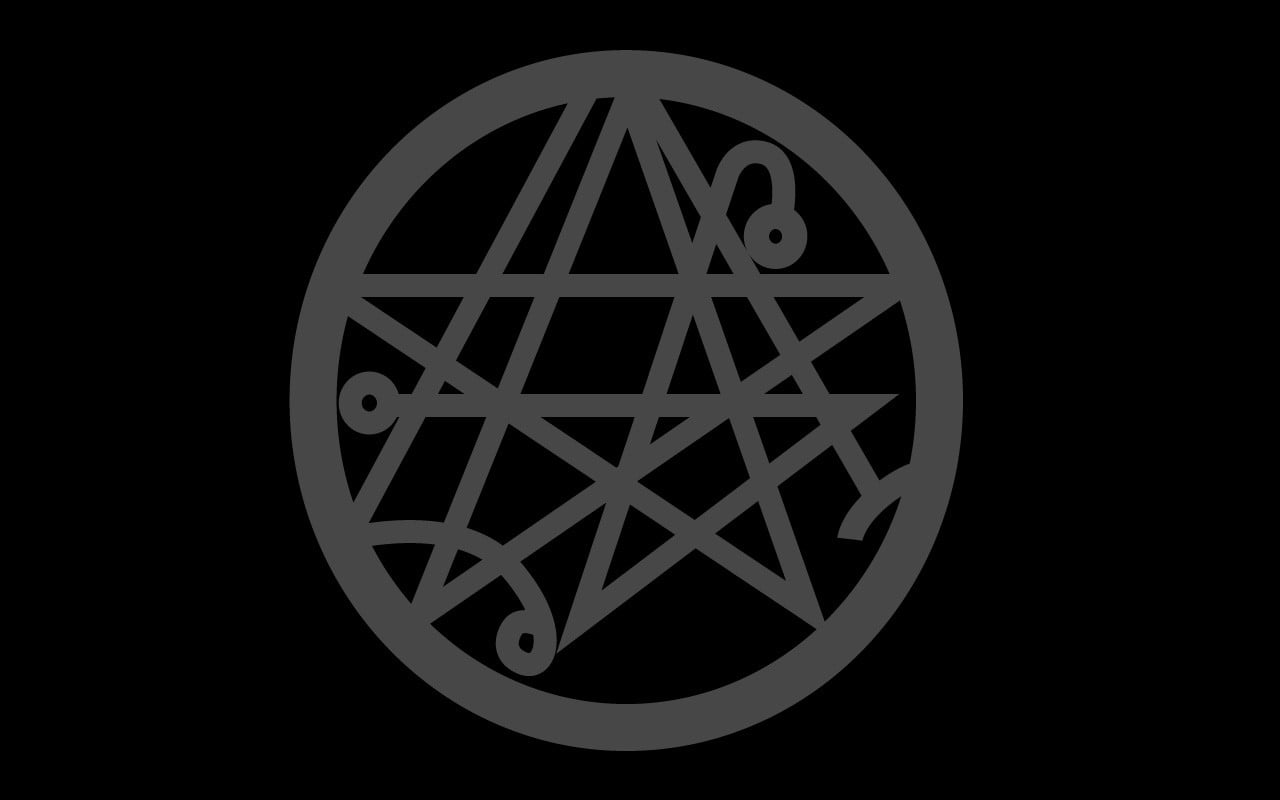 round, close-up, black background, shape, cut out, Morbid Angel, white, creativity, circle, still life, 720P, pattern, logo, sign, design, geometric shape, HD Wallpaper
