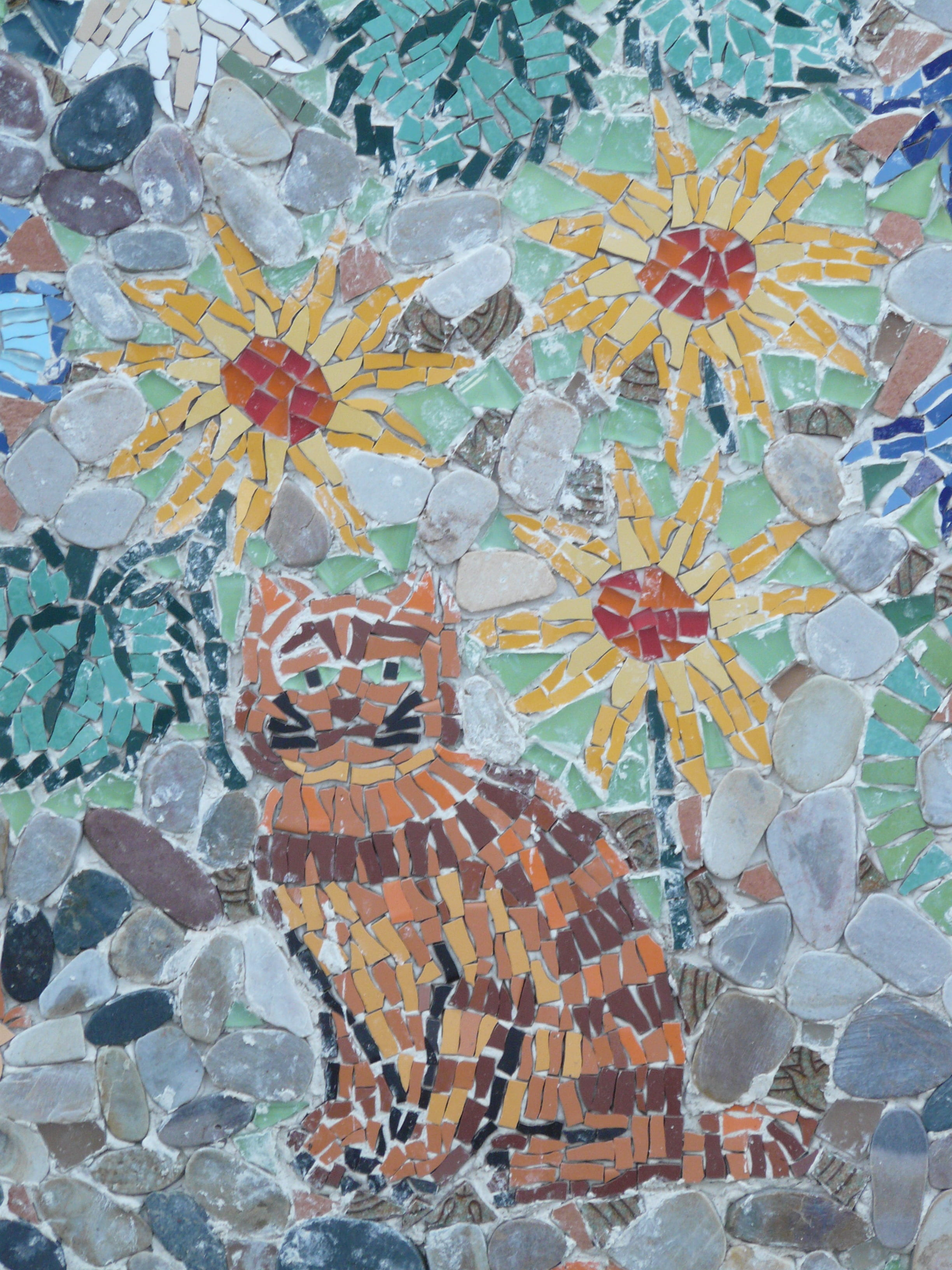 steinchen, animal themes, scrap, mosaic, flowers, colorful, decorative, backgrounds, mural, art and craft, fragments, no people, gypsum, plant part, build, Phone HD Wallpaper