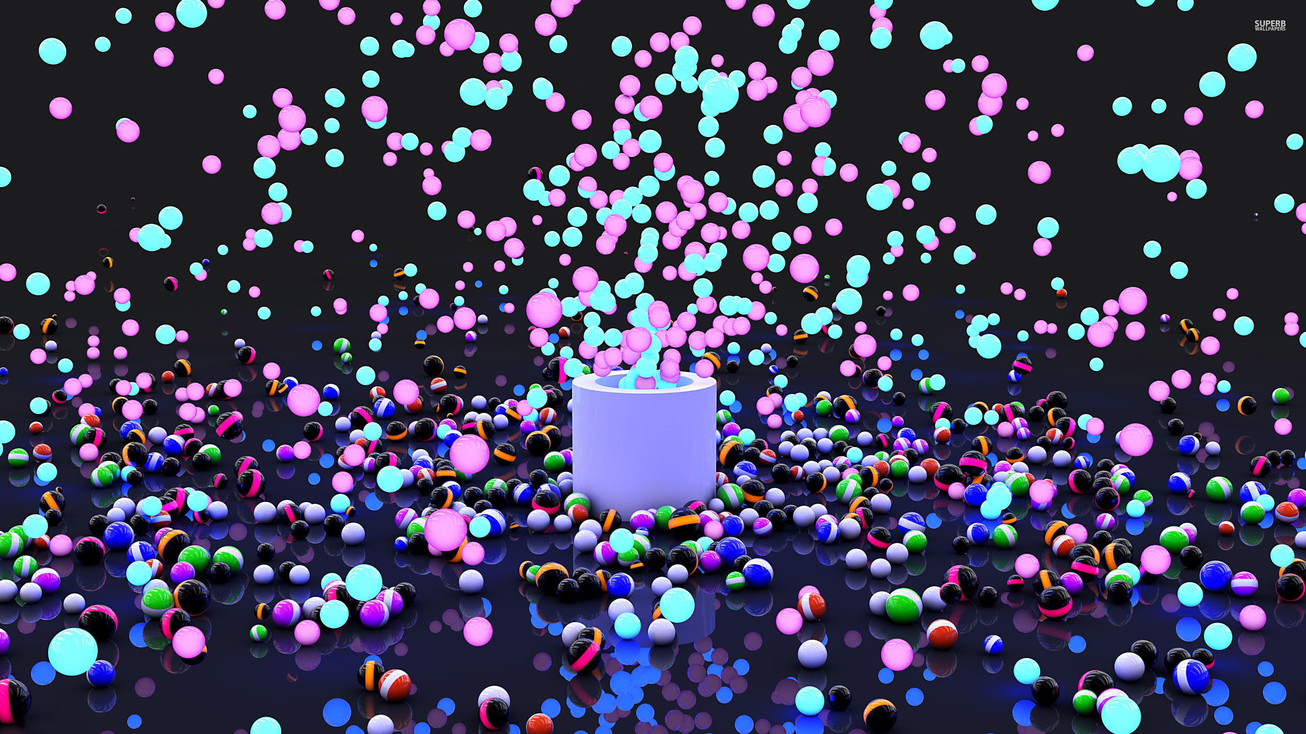 4k pics, ball, Marbles, 2K, 2560x1440, marble, 3D, HD Wallpaper