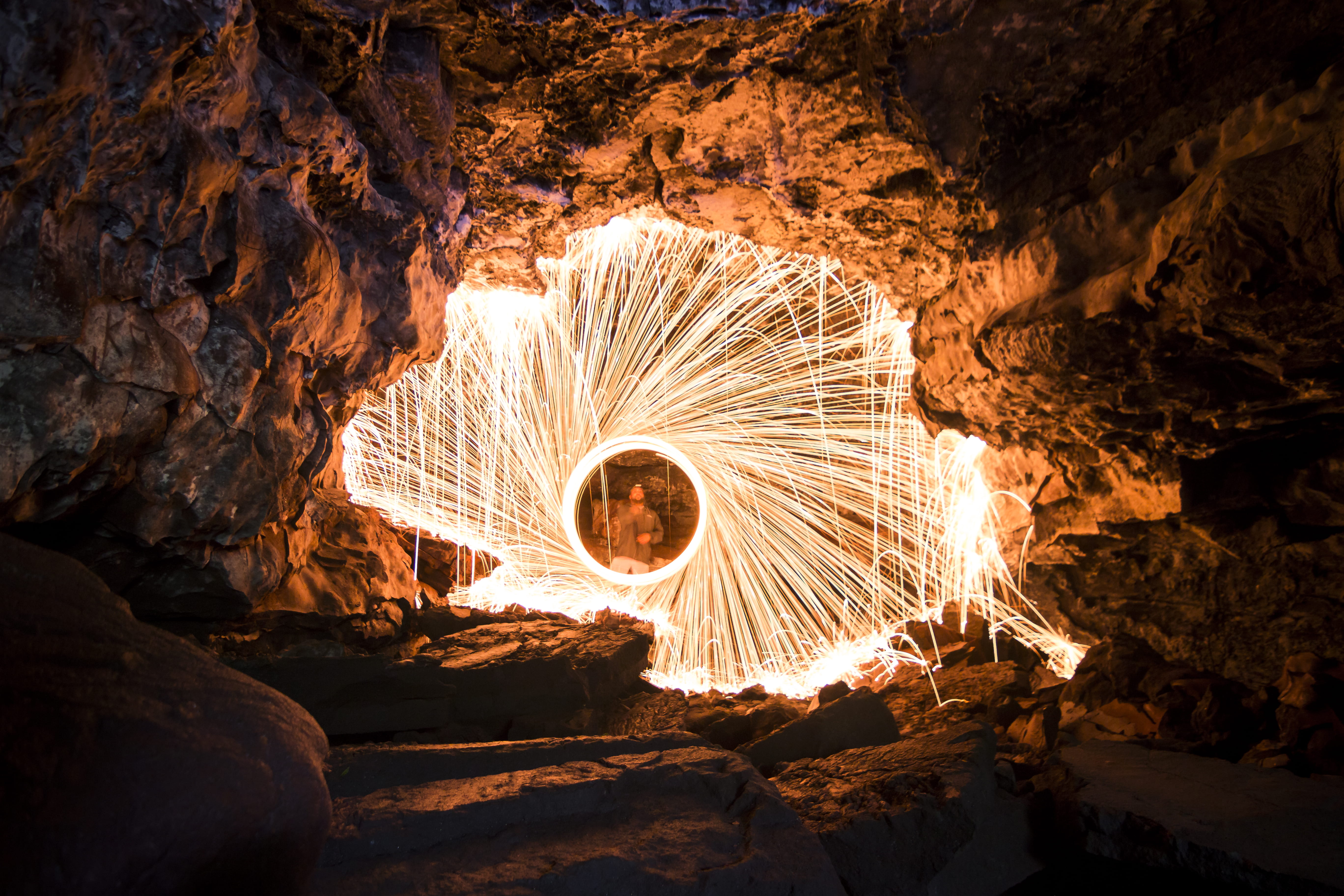 nature, wire, illuminated, skill, architecture, light paint, formation, motion, blurred motion, dance, steel wool, rock formation, inside, rock - object, HD Wallpaper