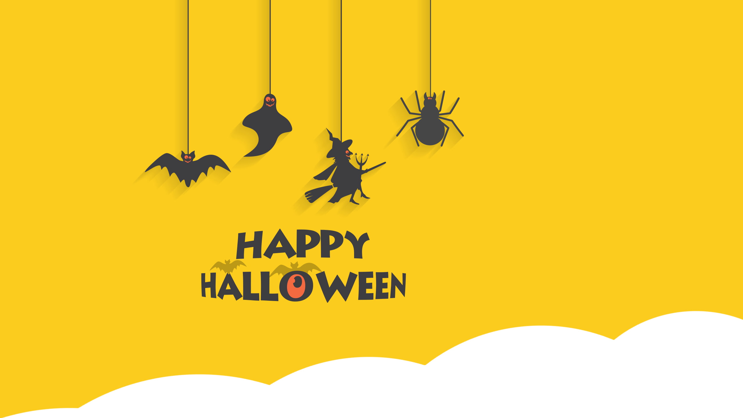 2K, Yellow, Happy Halloween, Minimal, HD Wallpaper