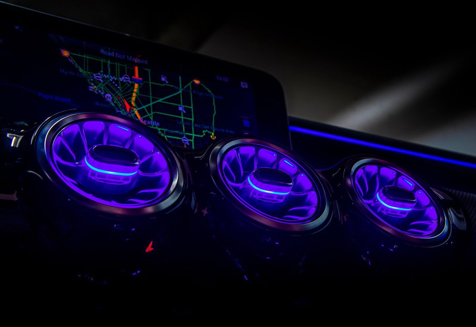 music, multi colored, night, a-class, illuminated, no people, high angle view, nightlife, dark, curve, purple, indoors, (2019), 720P, technology, sedan, HD Wallpaper