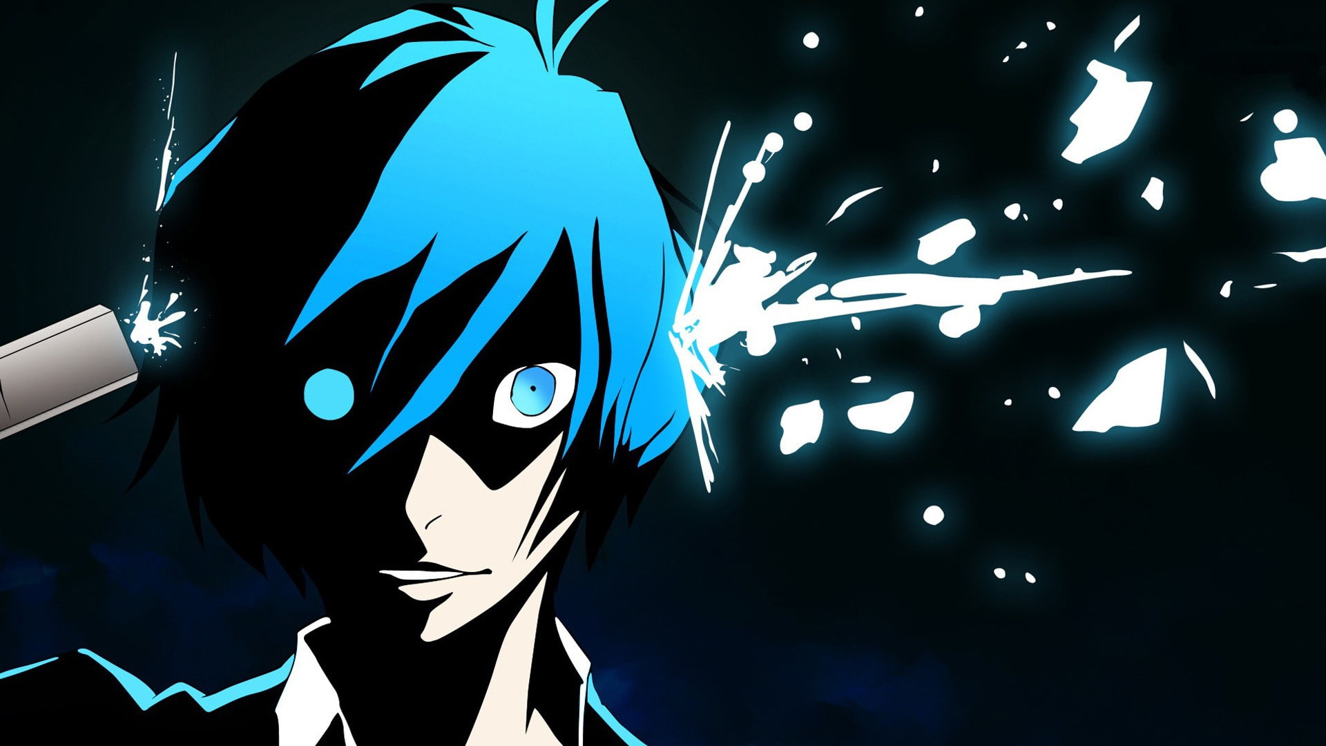jpeg, blue, gun, minato, persona, 1080P, artifacts, weapon, arisato, eyes, HD Wallpaper