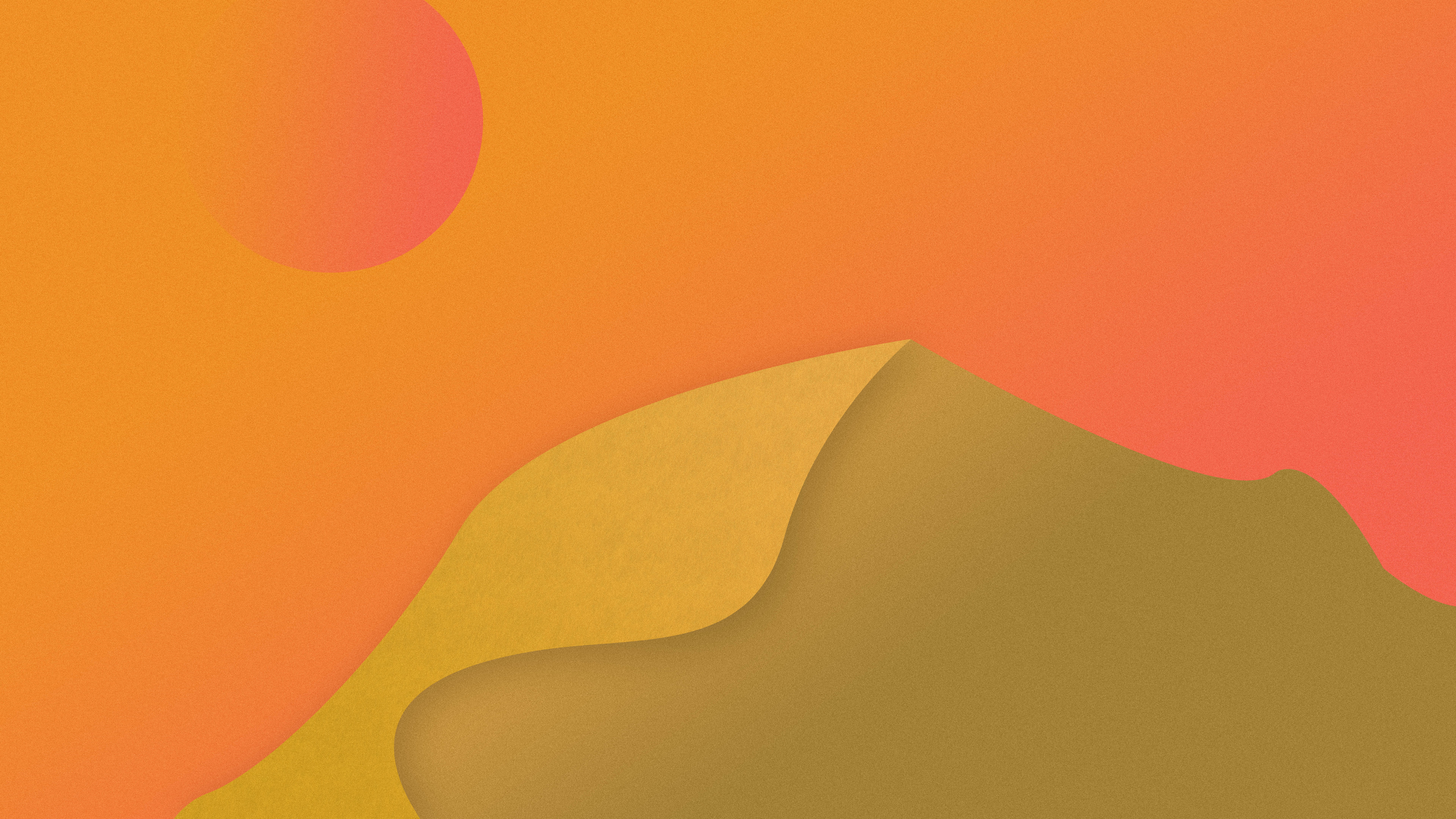 illustration, simple background, digital art, Sun, minimalism, desert, interference, orange, nature, sky, artwork, 8K, sand, HD Wallpaper