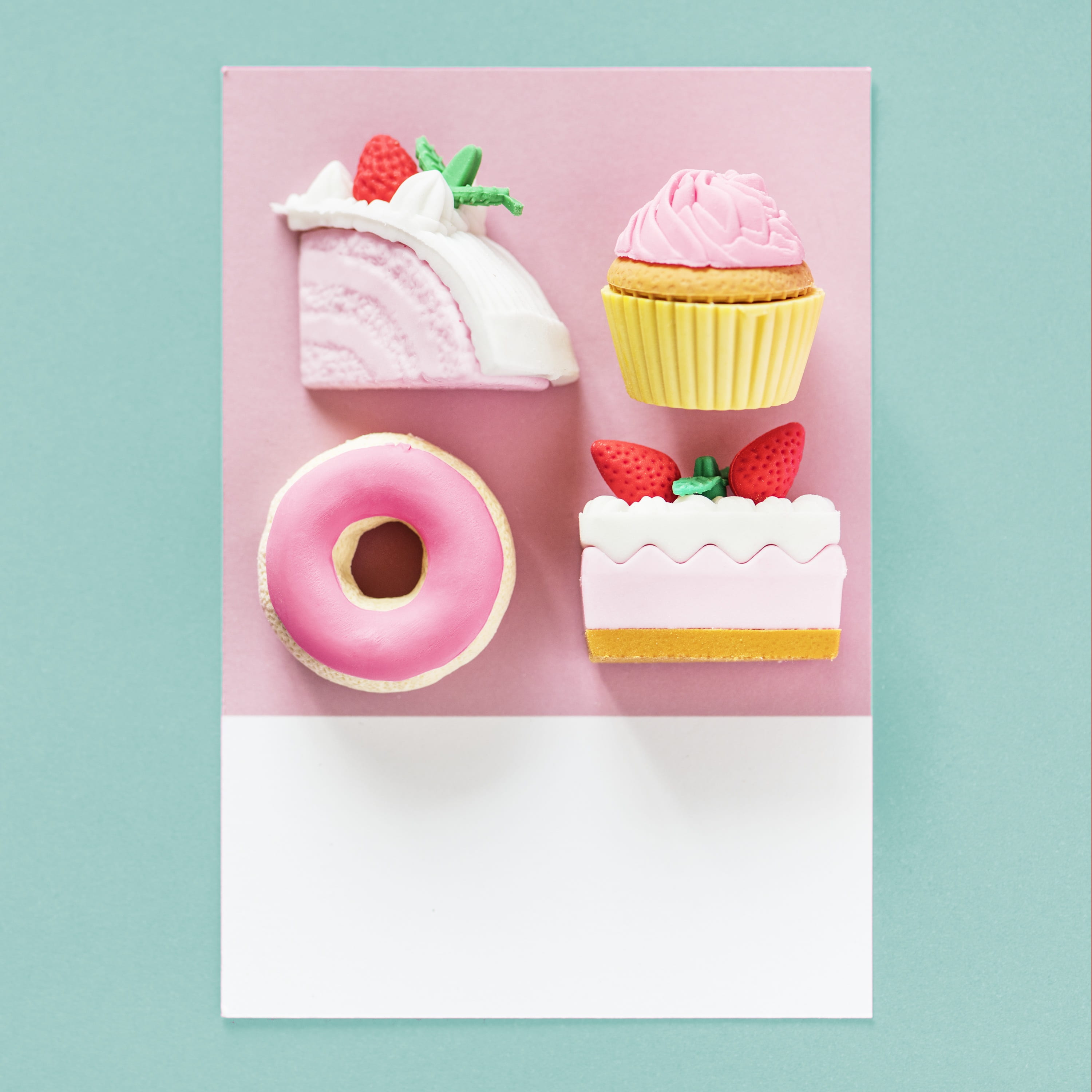 donut, sweet, still life, temptation, candy, colored background, studio shot, ready-to-eat, red, object, 2K, birthday, pastel, cupcake, pink color, art, Phone HD Wallpaper