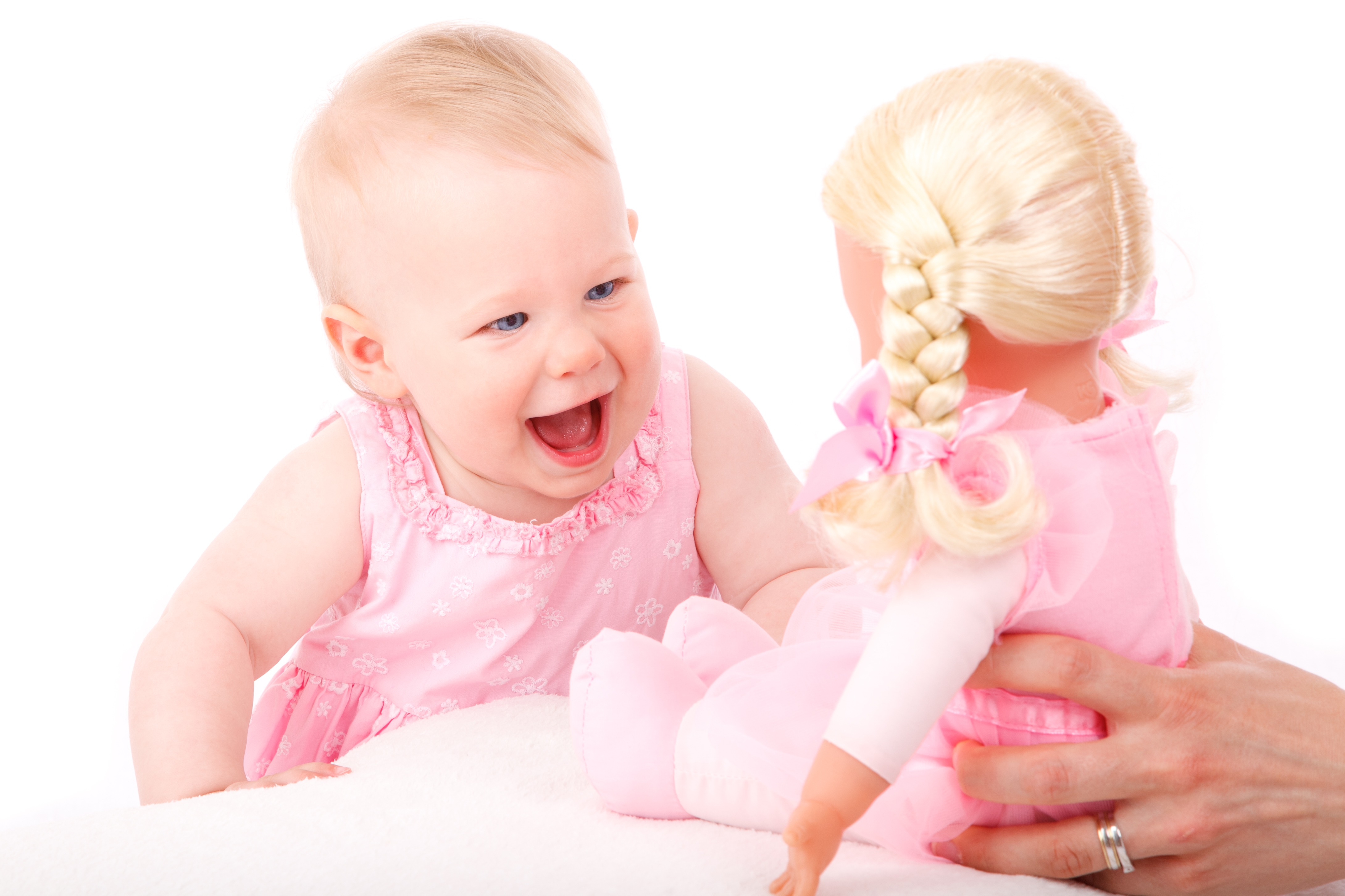 4K, two people, young, smiling, baby, sweet, dress, girl, females, white, smile, indoors, toddler, little, near, blond hair, baby Girls, beautiful, fun, HD Wallpaper