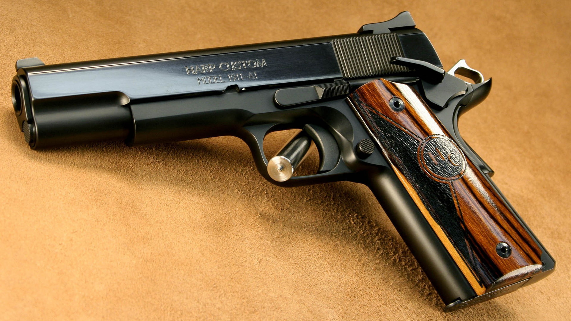 automatic, semi, no People, single Object, pistol, bullet, indoors, crime, ammunition, aggression, weapon, conflict, warning sign, danger, 1080P, 1911 A1), HD Wallpaper