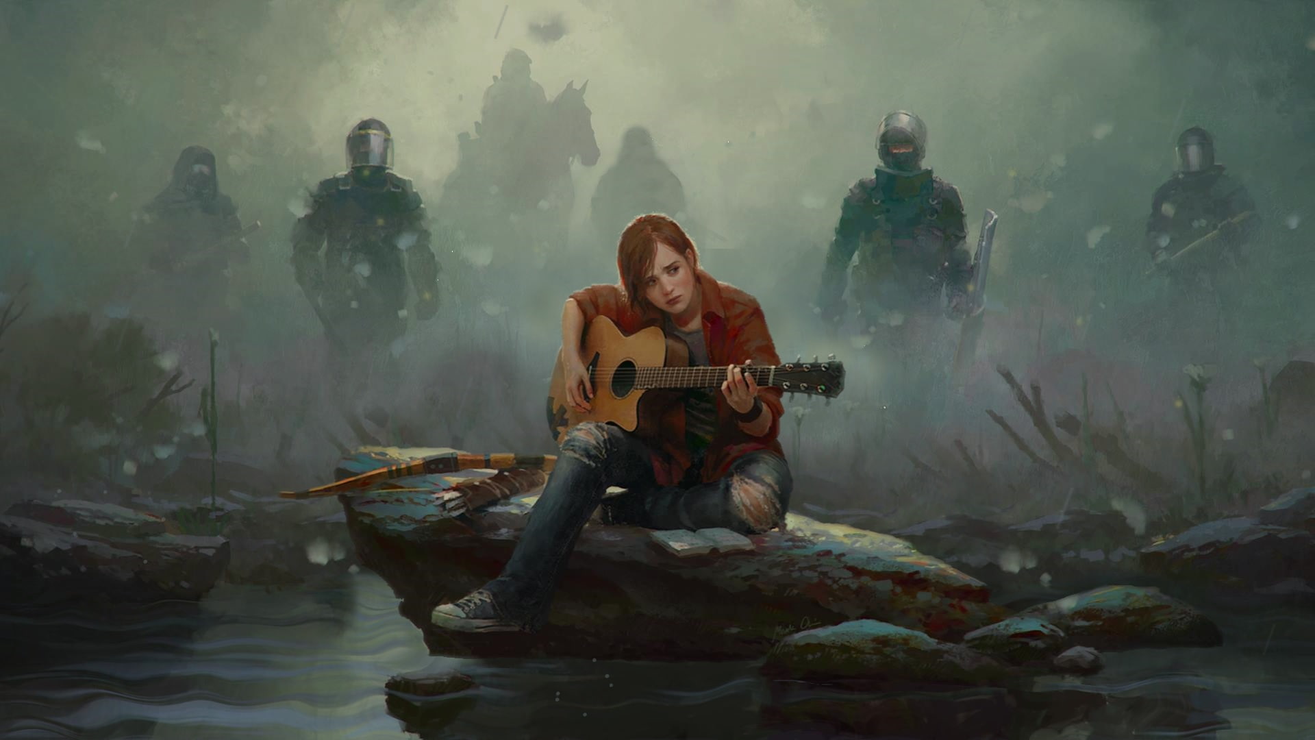 the, redhead, hd, guitar, drawing, us, video games, last, 1080P, HD Wallpaper