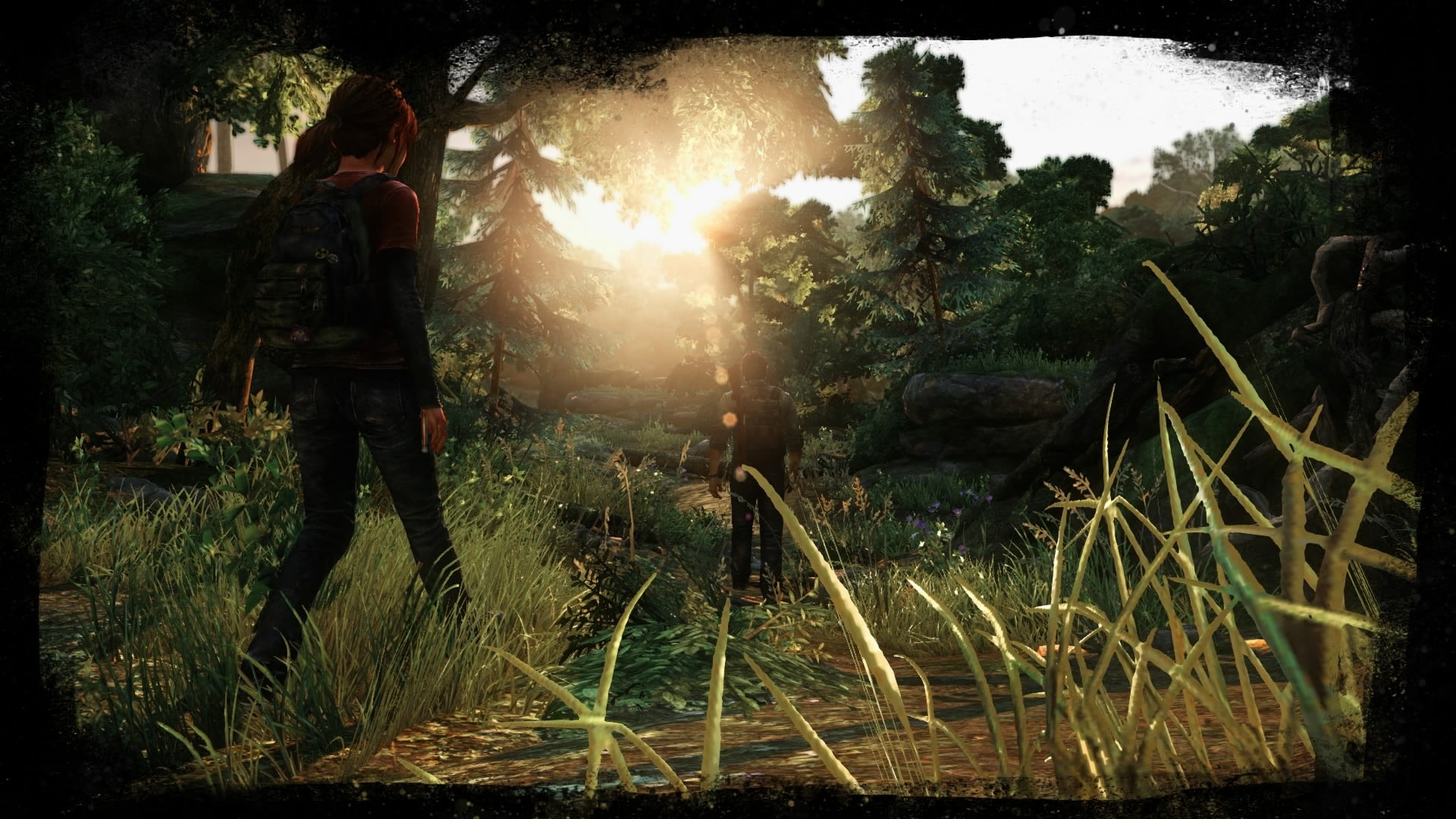 full length, men, us, real people, bright, sunlight, people, lens flare, plant, sun, growth, tree, video games, outdoors, nature, togetherness, The Last of Us, HD Wallpaper
