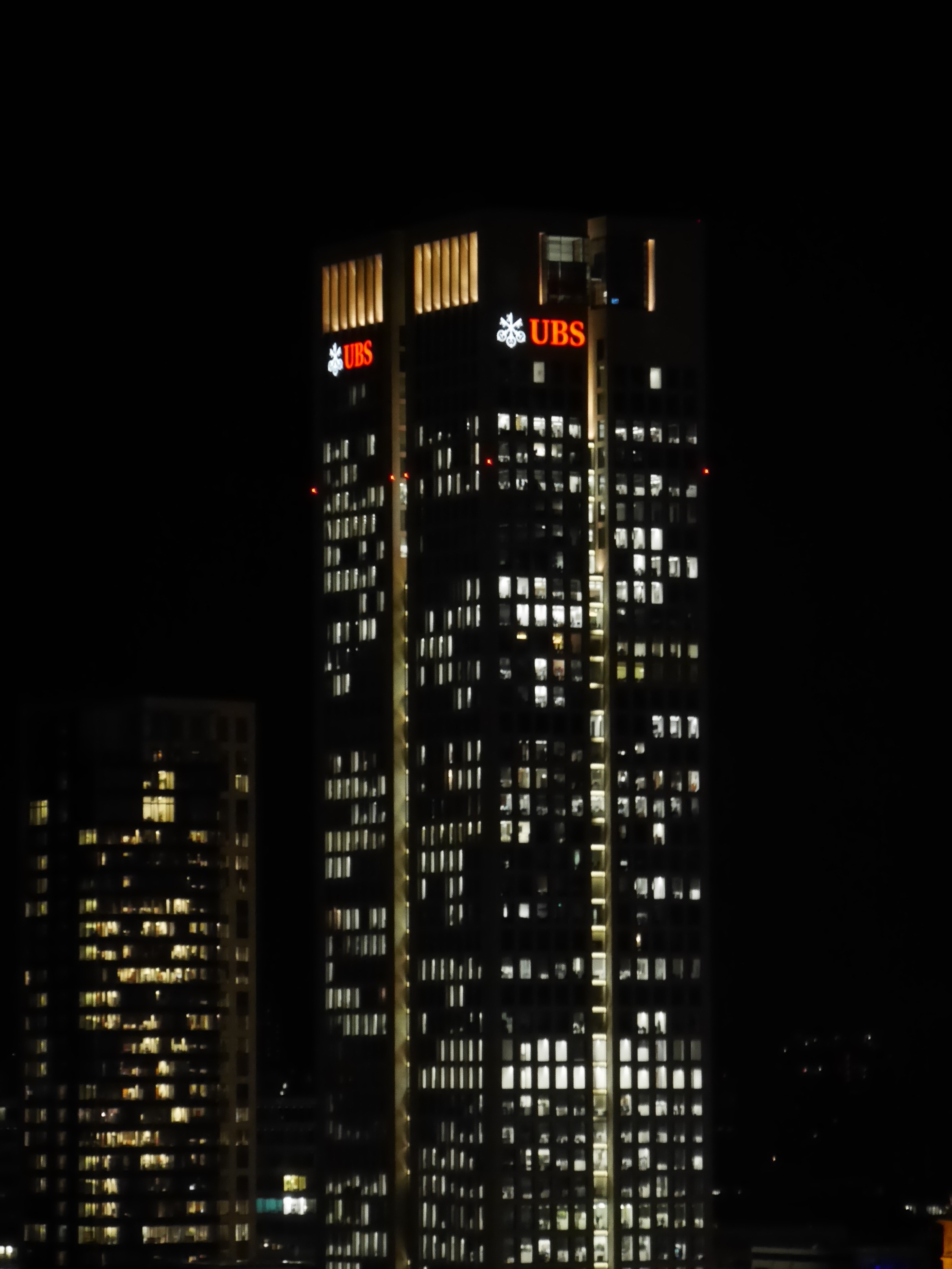 2K, traffic, tall - high, building, residential district, illuminated, modern, frankfurt, building exterior, skyscraper, city, communication, built structure, Phone HD Wallpaper