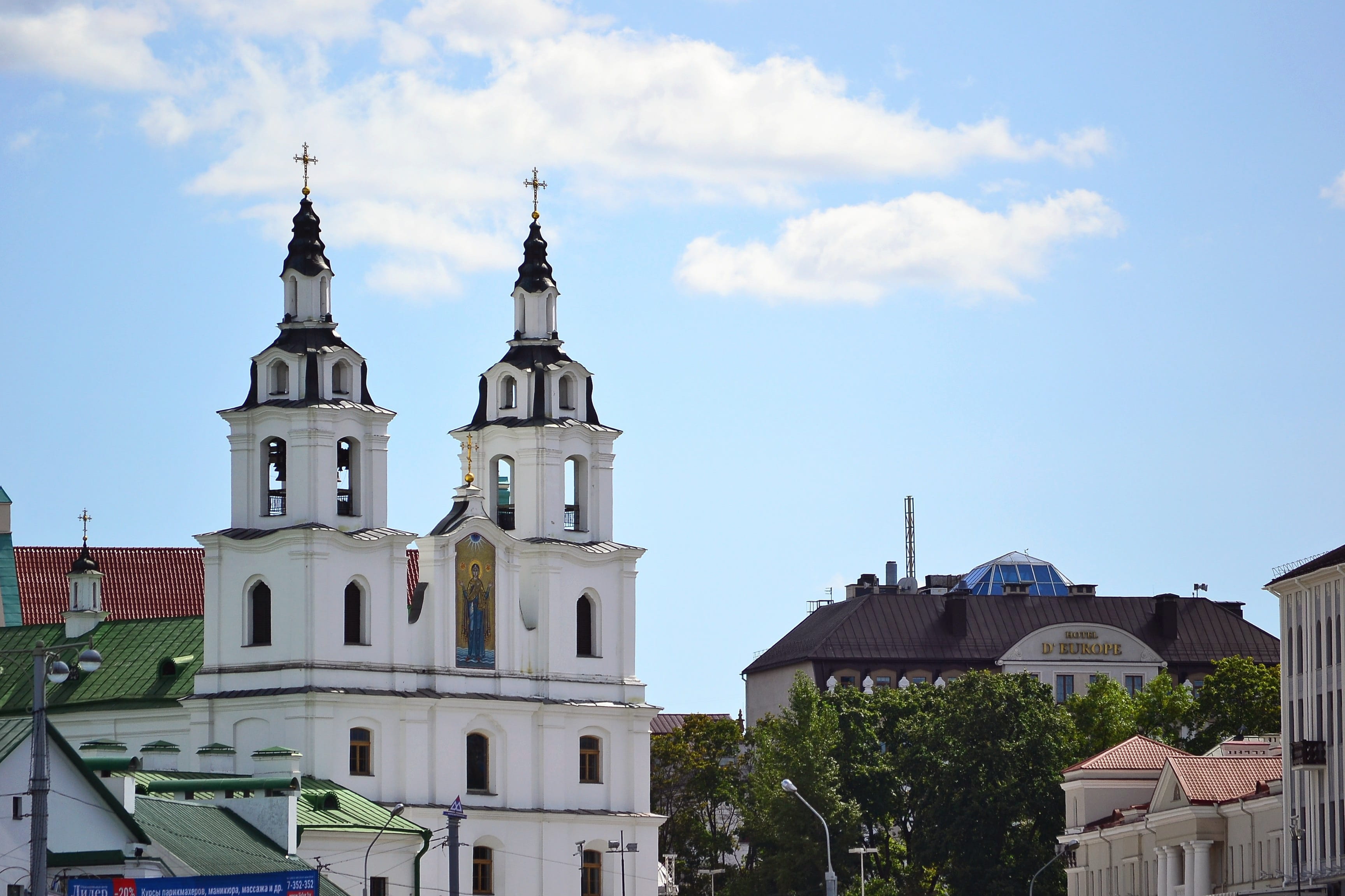 outdoors, travel, built structure, spire, sky, landscape, historical, minsk, tourism, spirituality, religion, nature, 2K, the past, building, cloud - sky, HD Wallpaper