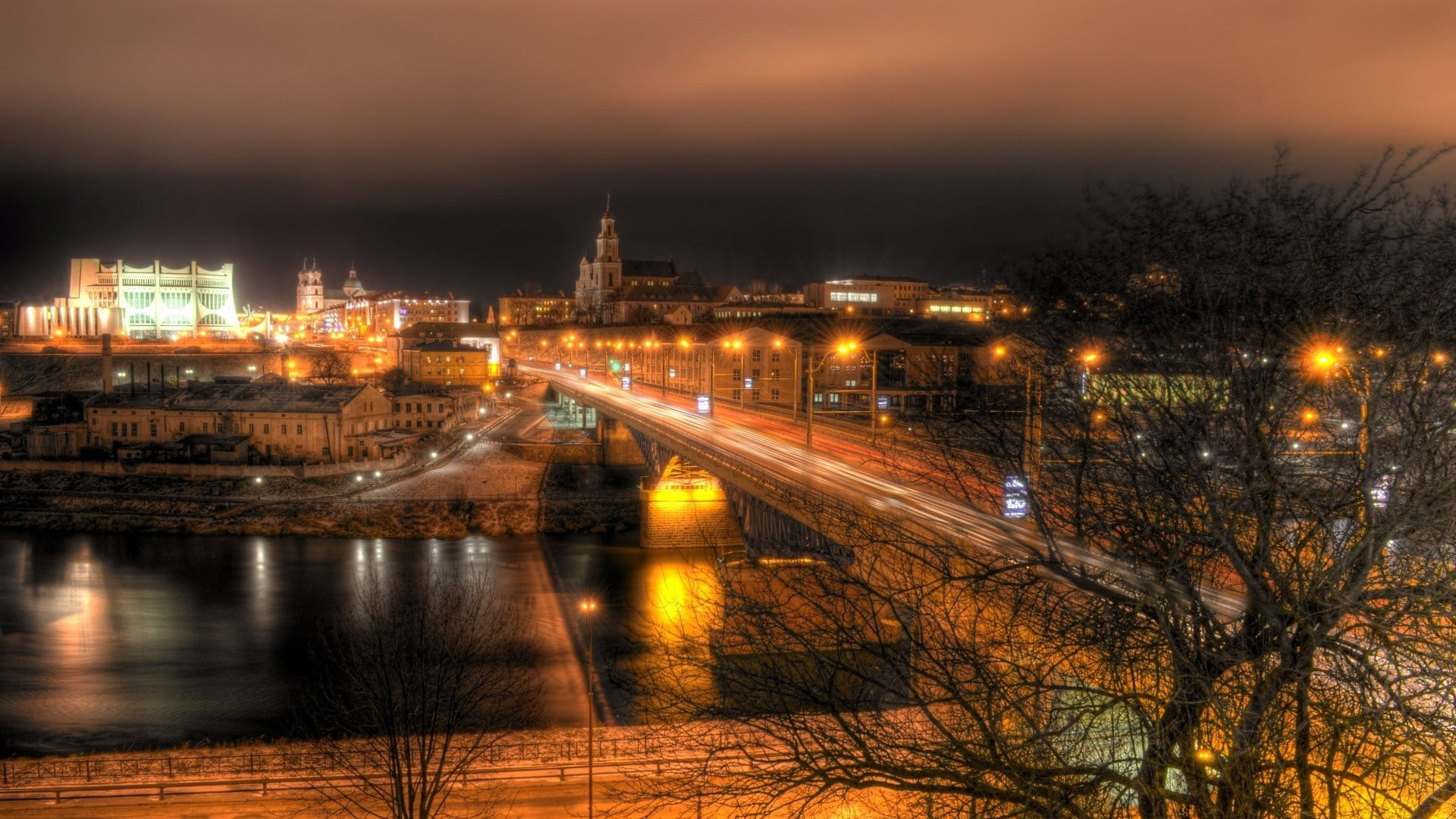 theatre, bridge, 1080P, Belarus, Grodno, HD Wallpaper