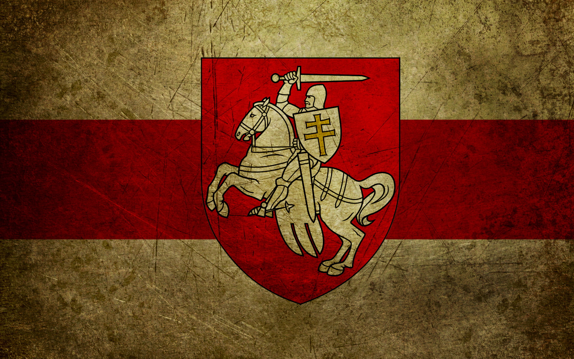 dirty, male likeness, art and craft, national Landmark, backgrounds, flag, red, paper, logo, horse, human representation, knight, damaged, pattern, wall - building feature, HD Wallpaper