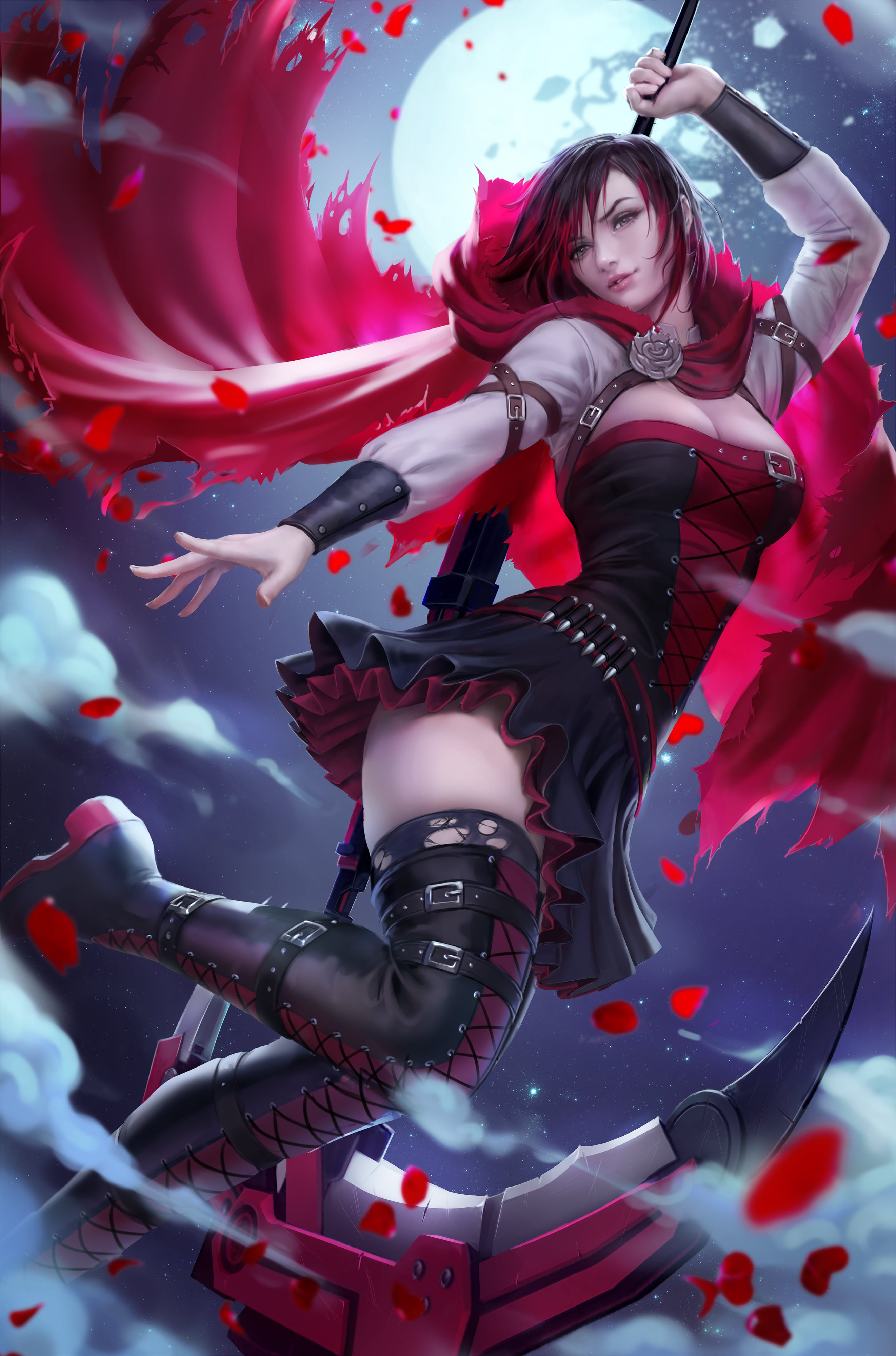 artwork, anime, anime girls, Ruby Rose (RWBY), Zarory, illustration, digital art, 4K, fan art, RWBY, Ruby Rose (character), Phone HD Wallpaper