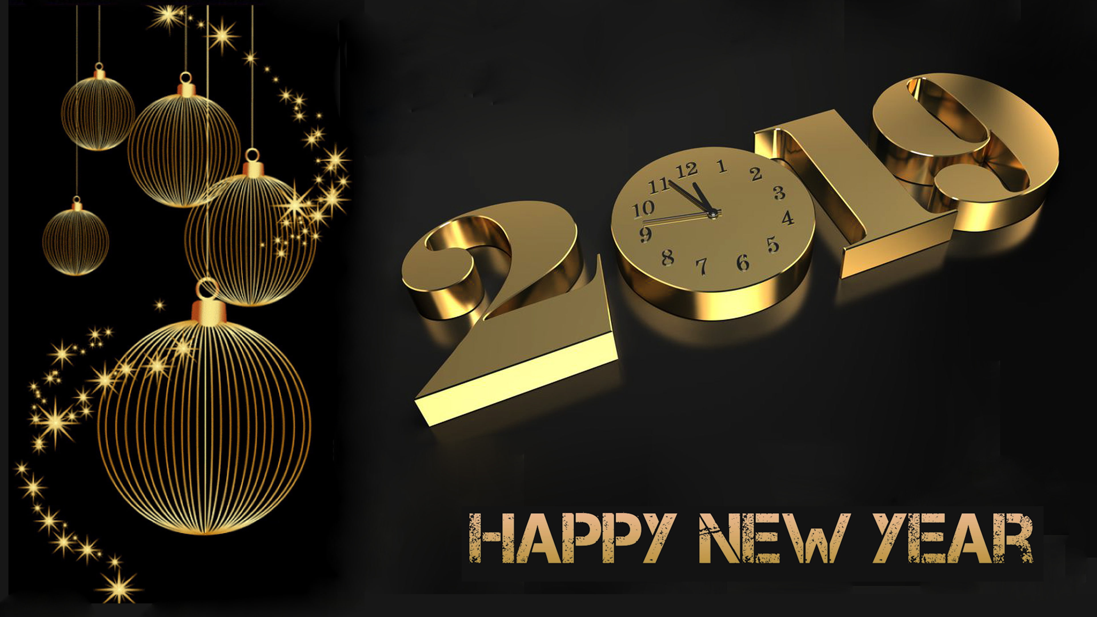 year, desktop, d, pc, mobile, tablet, 4K, happy, new, gold, HD Wallpaper