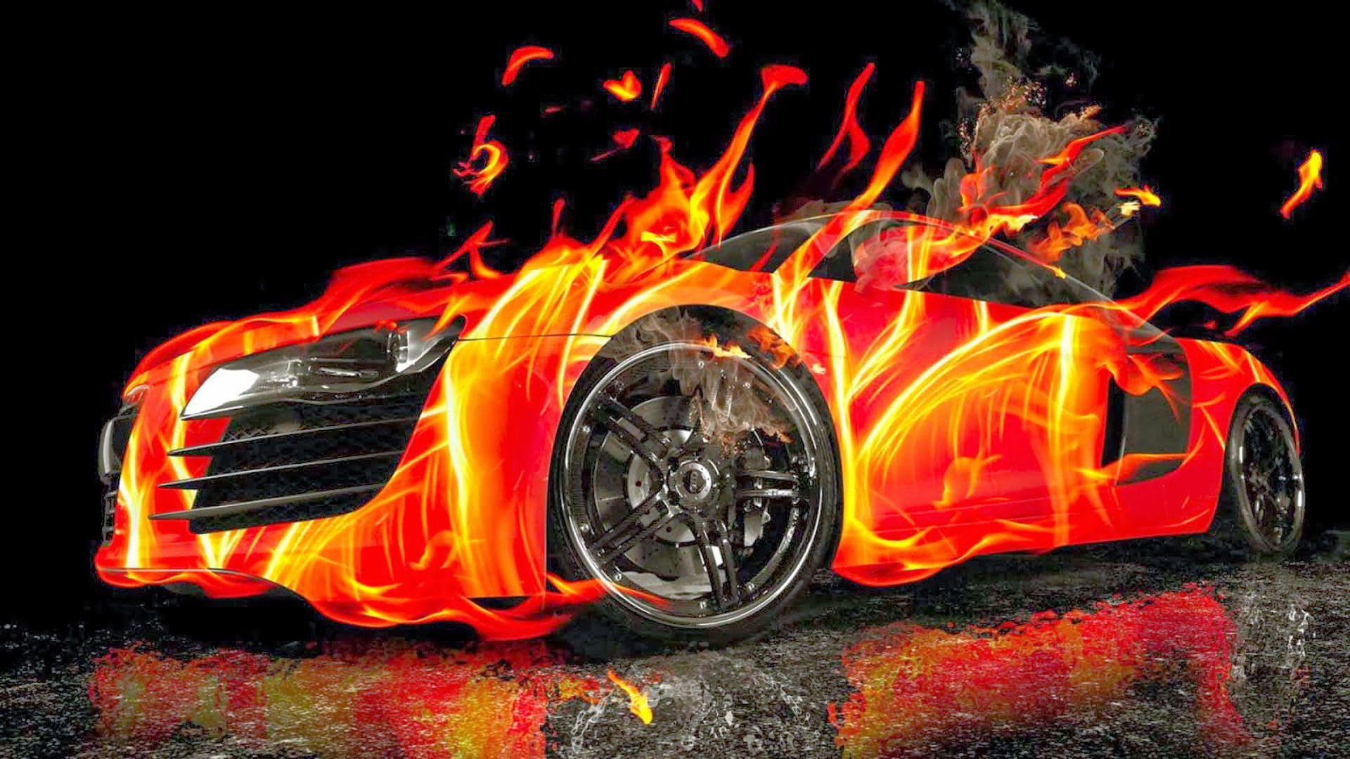 d, ford, desktop, car, hd, mustang, fire, red, 1080P, HD Wallpaper
