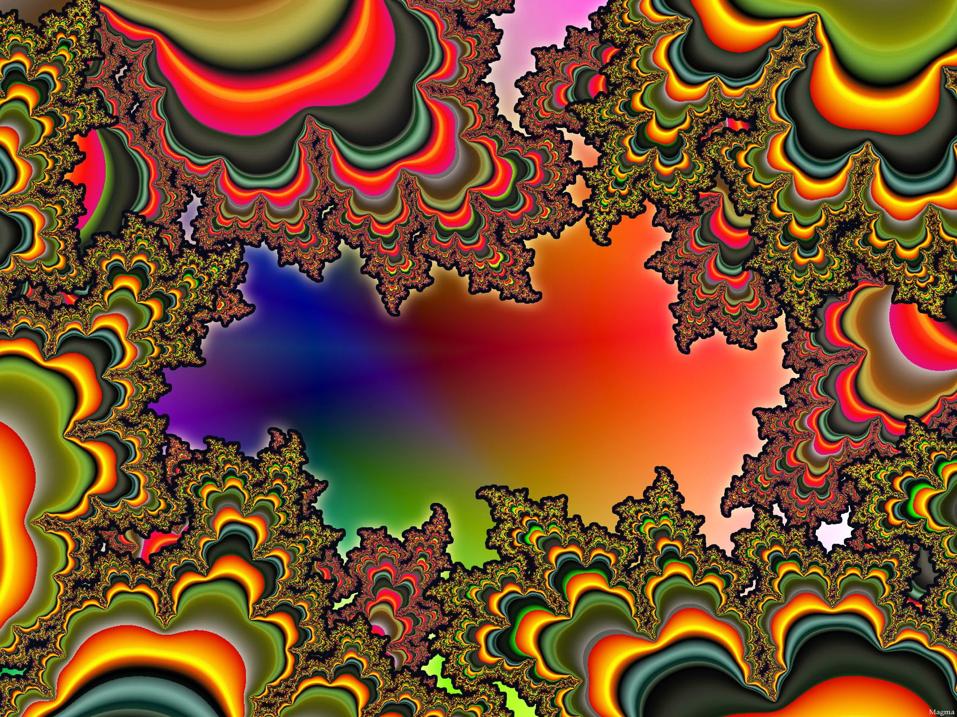 life, growing, fractals, 1080P, trippy, abstract, freaky, colors, druffix, flower, cool, desktop, 3d and abstract, HD Wallpaper