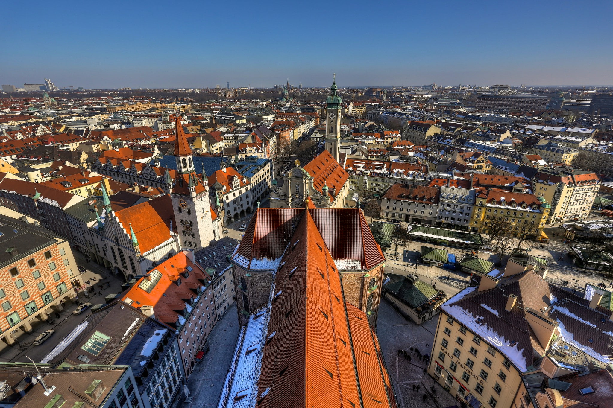 germany, Munich, white, 1080P, concrete, the roof, the panorama, red, the building, building, HD Wallpaper