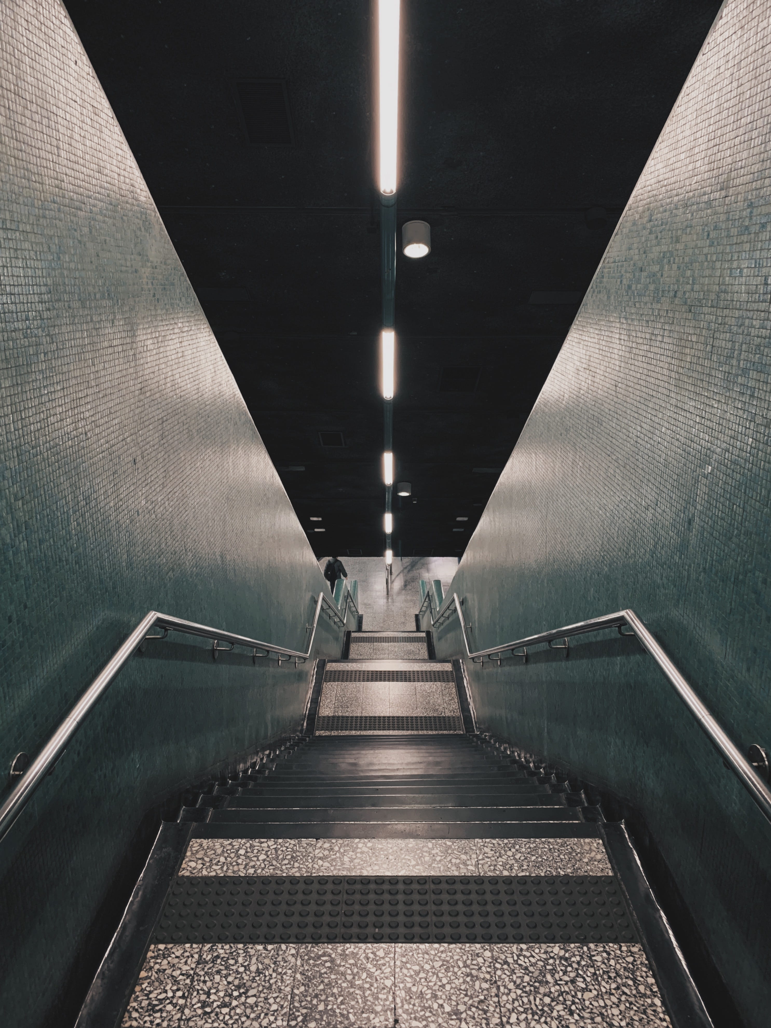 absence, corridor, indoors, pottery, concrete, plant, staircase, public transportation, underpass, bonsai, human, jar, road, person, transportation, no people, Phone HD Wallpaper