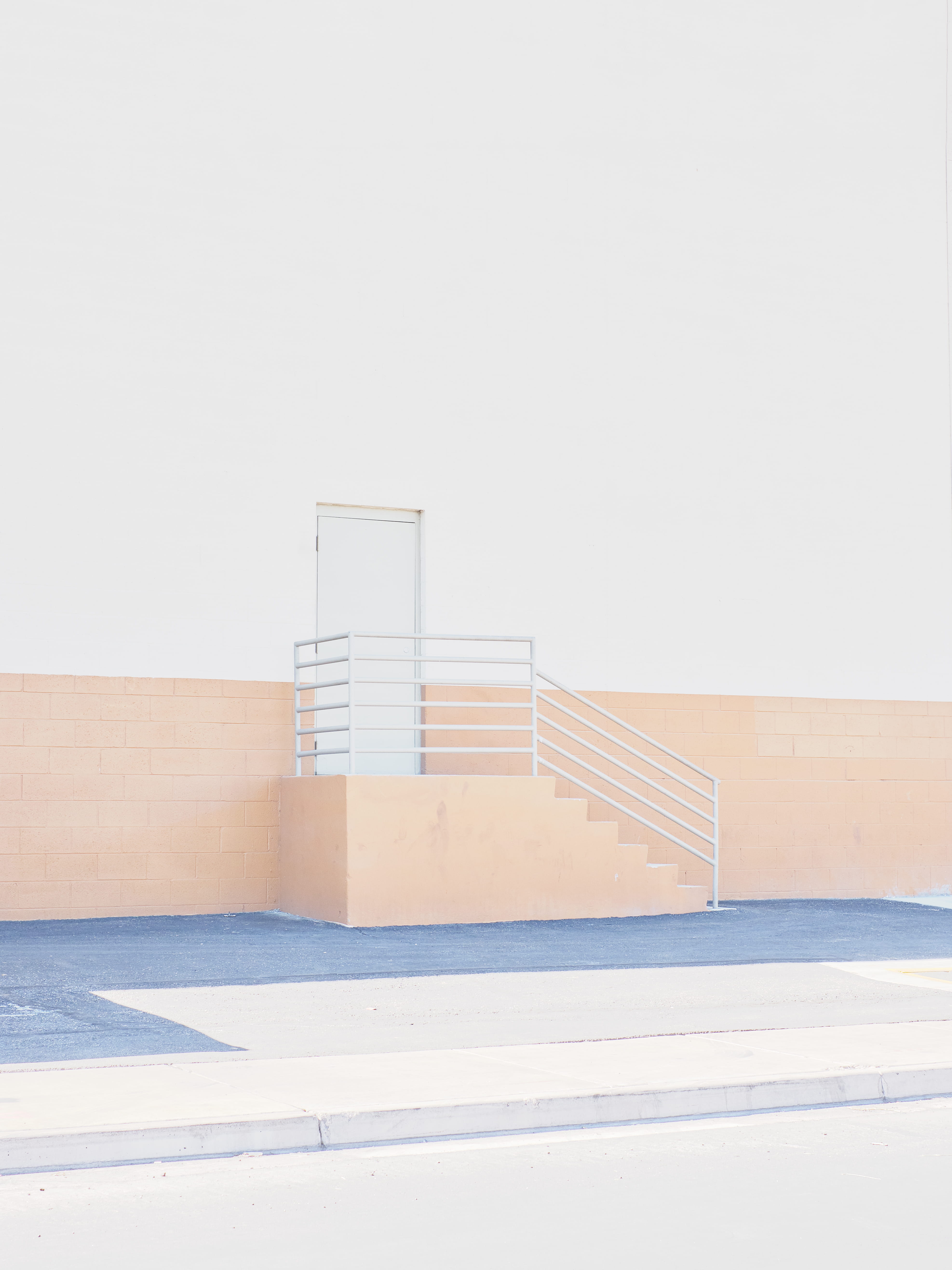 handrail, sky, door, cold temperature, bright, architecture, banister, 5K, building exterior, wall, entry, snow, staircase, stair, copy space, no people, Phone HD Wallpaper