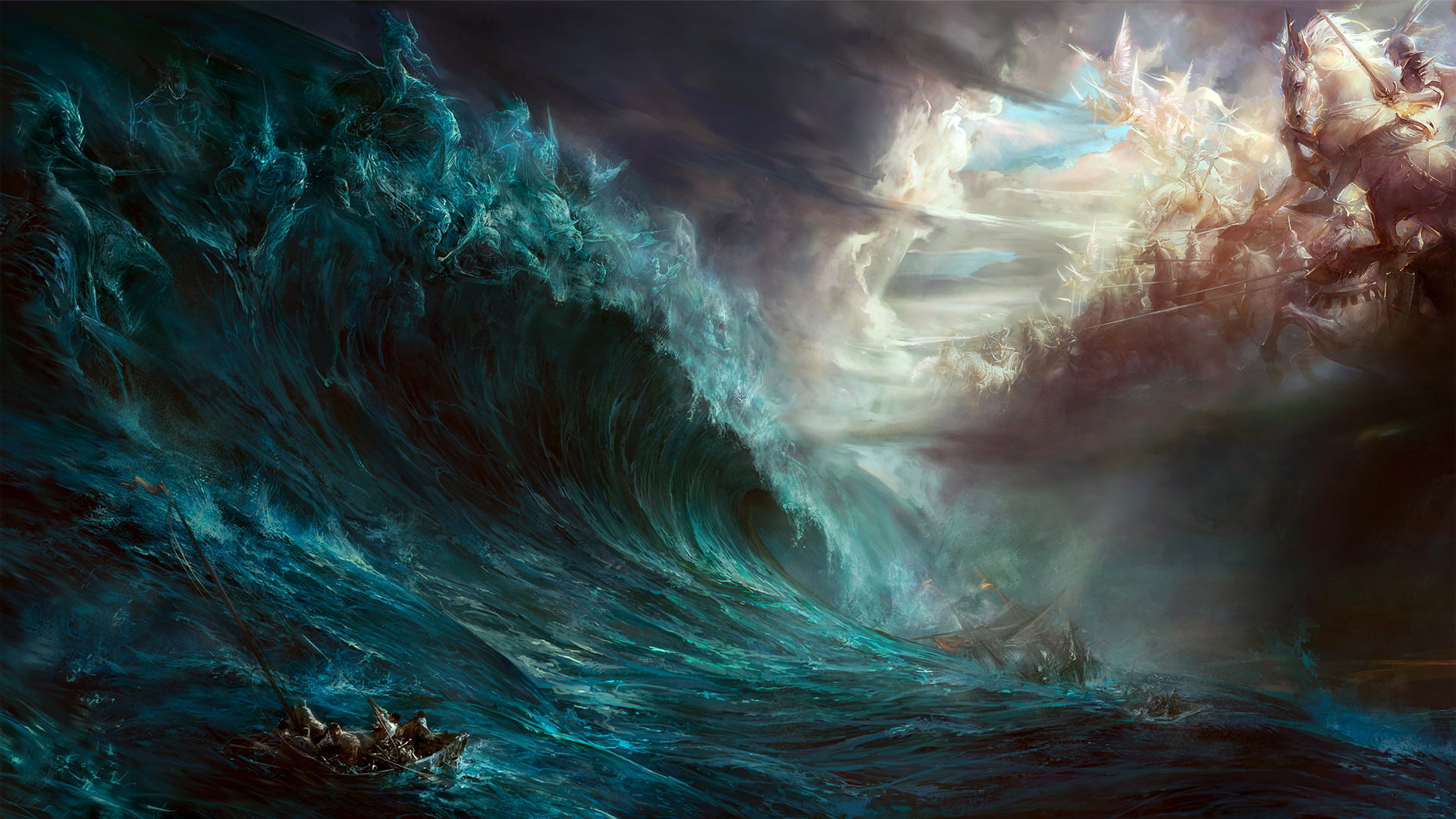 image HD, big Waves, 1080P, fantasy, HD Wallpaper