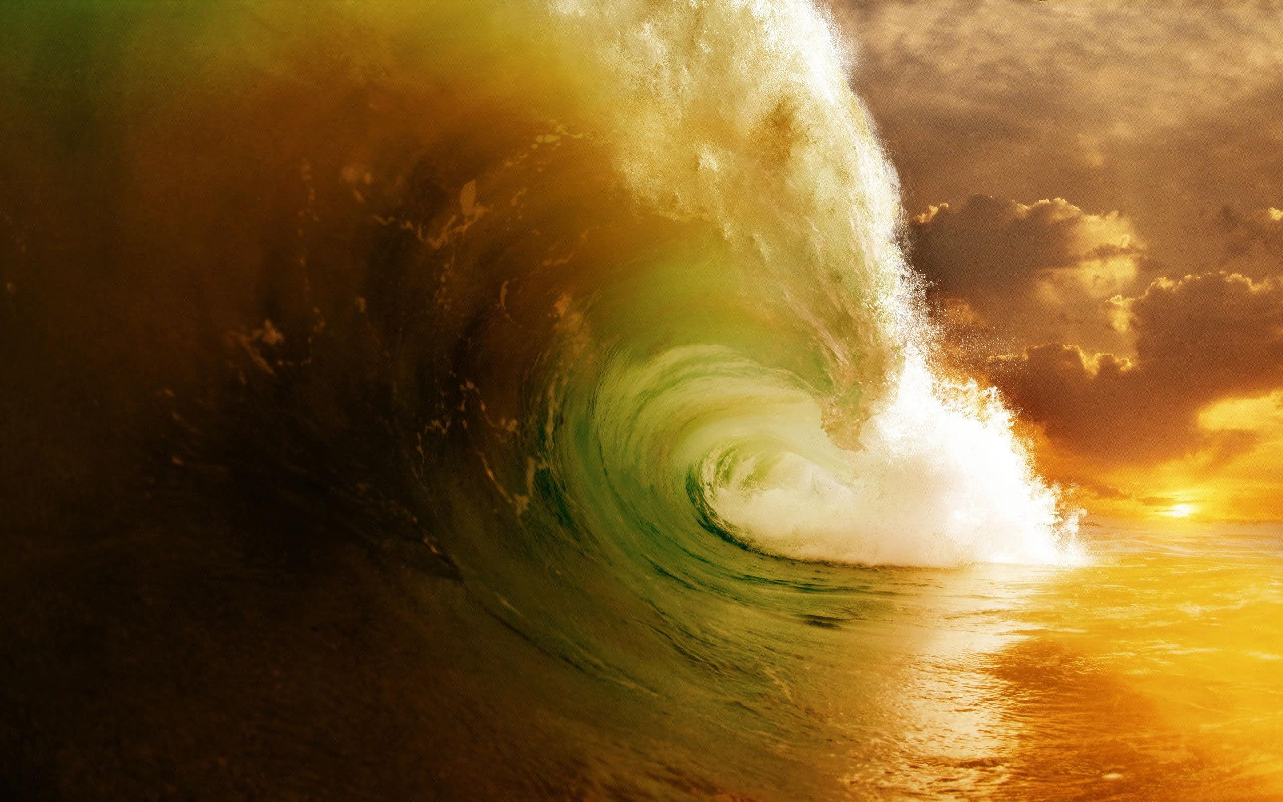 wave, 2K, nature, colored, big, HD Wallpaper
