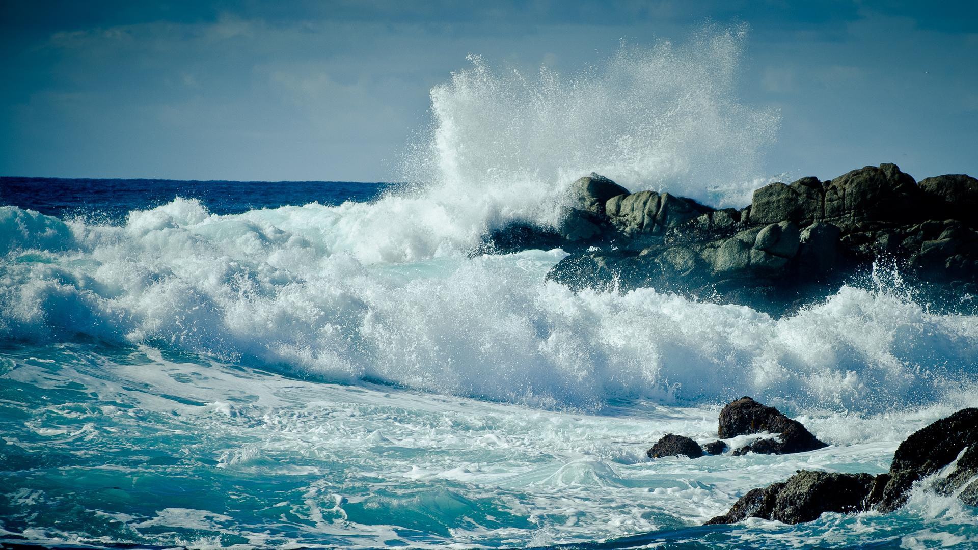 1080P, nature, ocean, 3d and abstract, crashing, big waves, HD Wallpaper