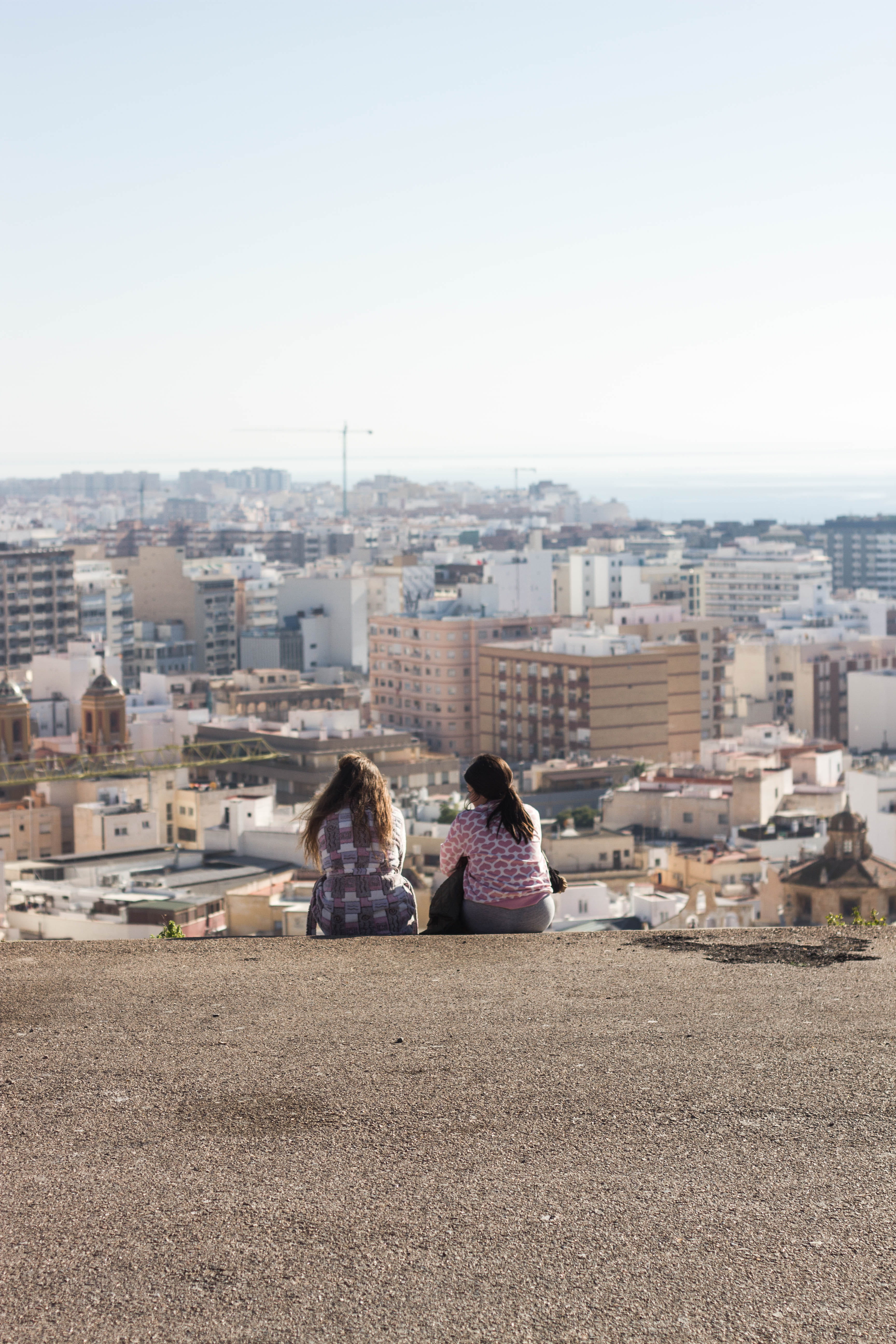 copy space, views, people, vertical, real people, couple - relationship, leisure activity, nature, rear view, positive emotion, almeria, view, togetherness, Phone HD Wallpaper