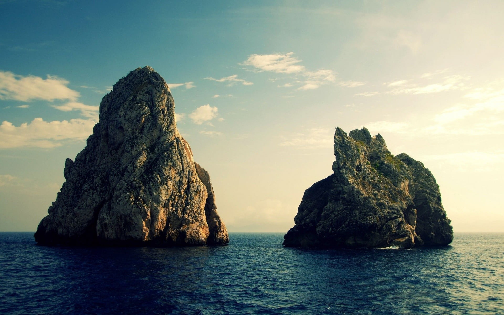 horizon, scenics - nature, water, horizon over water, beauty in nature, 1080P, rock formation, sea, stack rock, cloud - sky, Spain, nature, sky, solid, HD Wallpaper