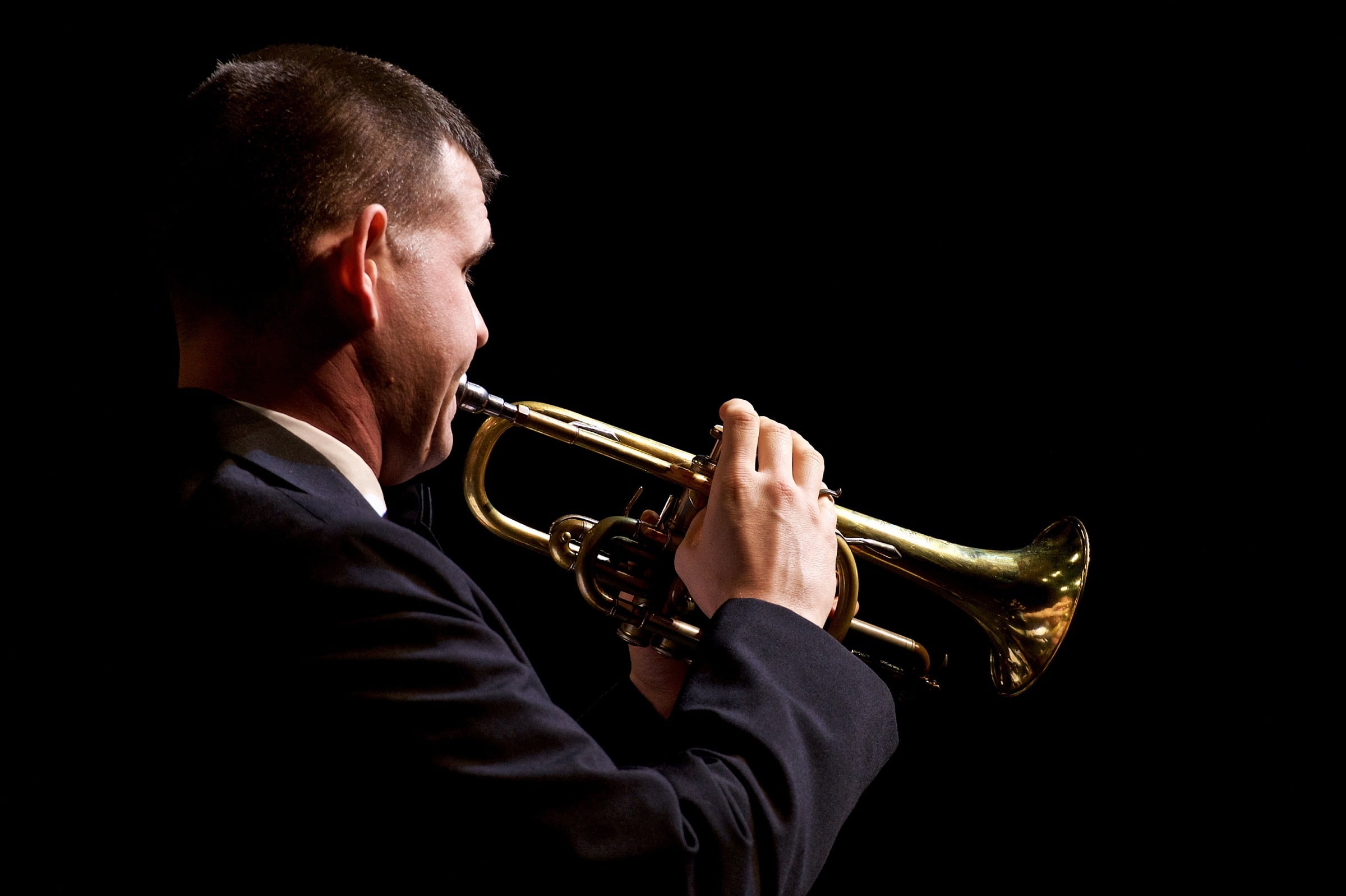 artist, jazz music, adult, playing, 1080P, men, indoors, player, mature men, brass instrument, show, studio shot, musician, instrument, holding, event, HD Wallpaper