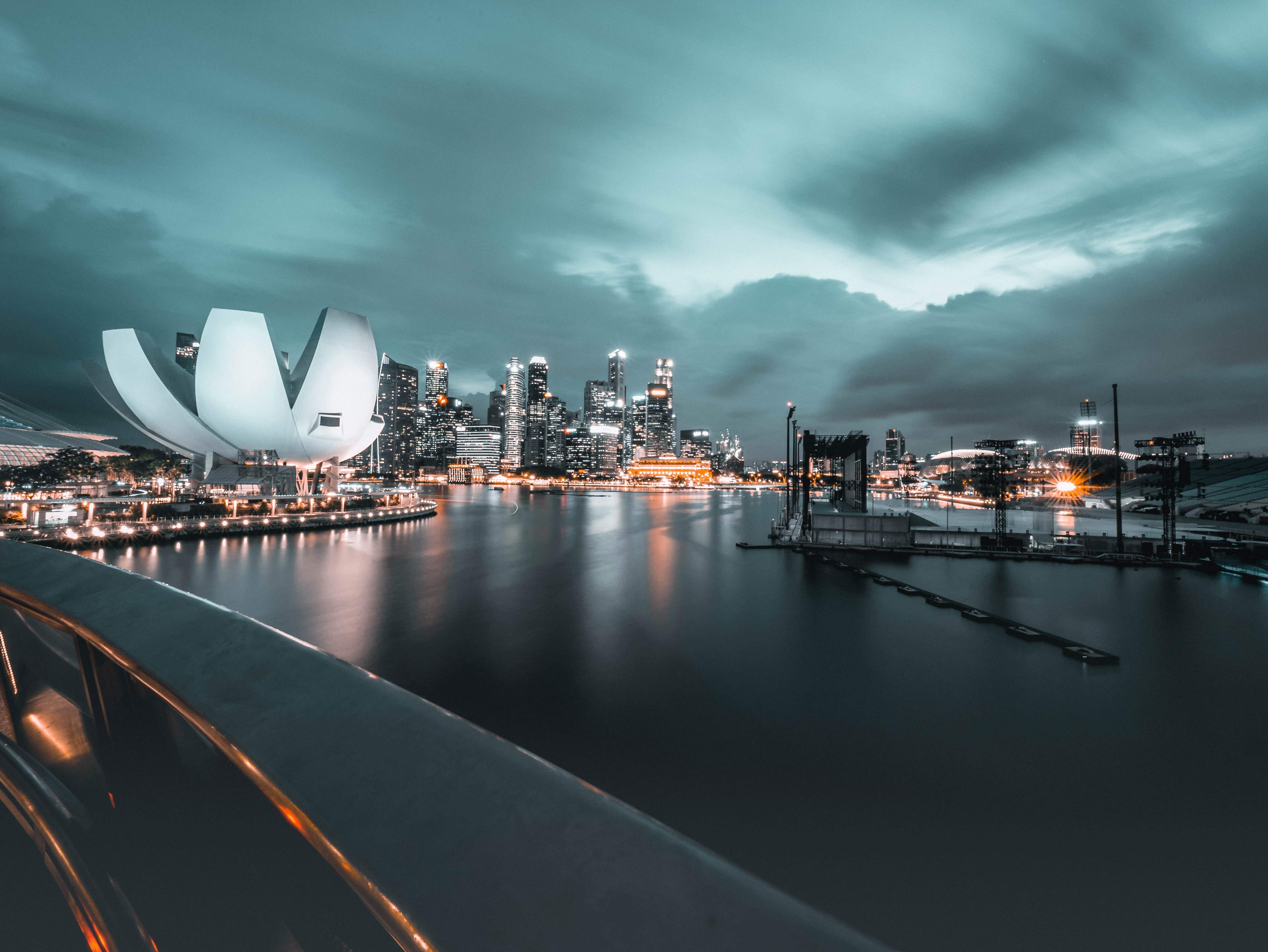 nautical vessel, photo, cloud - sky, urban, trombone, city light, highrise, harbor, no people, illuminated, outdoors, leisure activities, time, landscape, HD Wallpaper