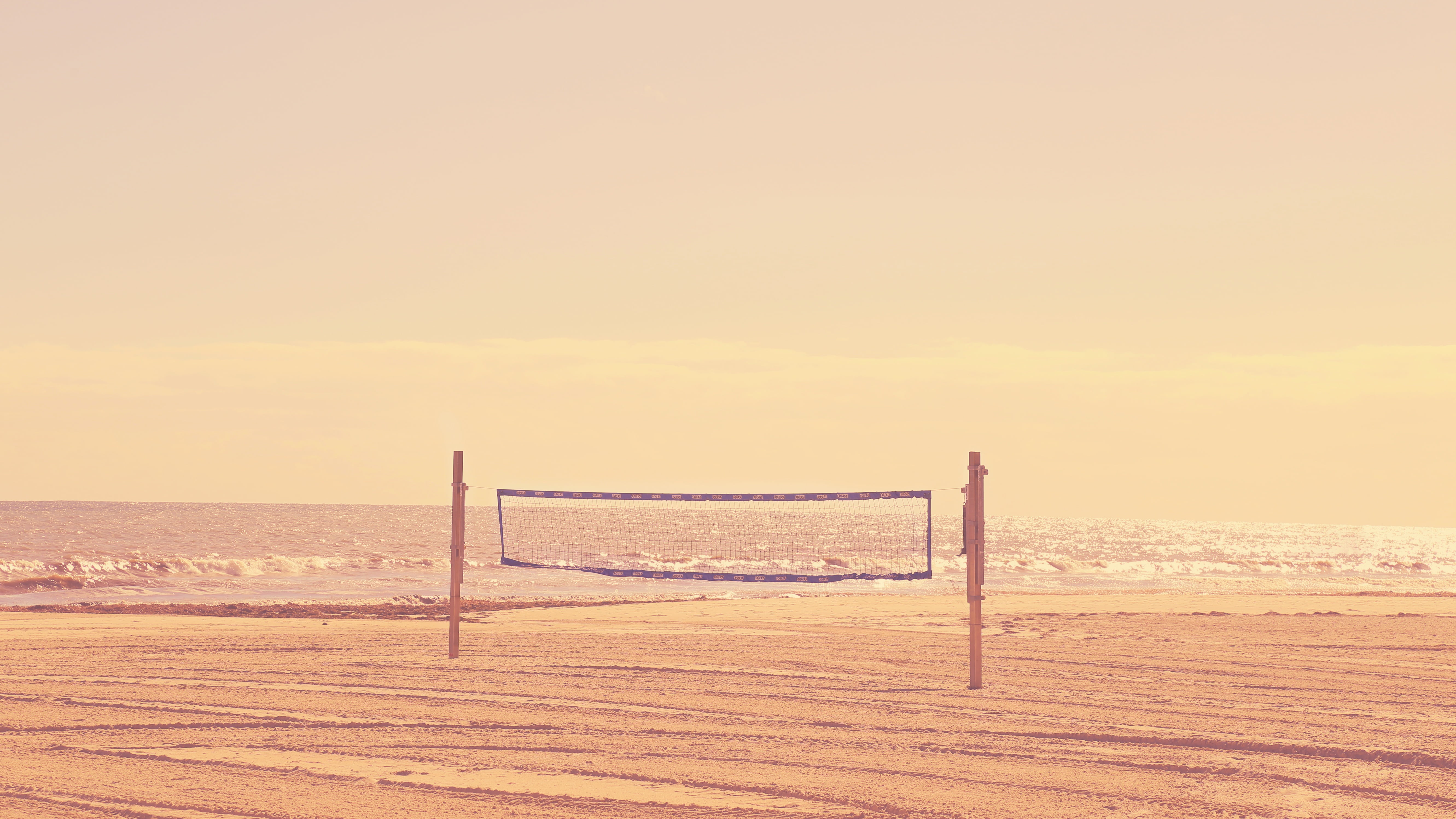 light, absence, sand, beach, weather, nature, horizon, volleyball, travel, horizon over water, landscape, daylight, sky, water, beauty in nature, net, outdoors, HD Wallpaper