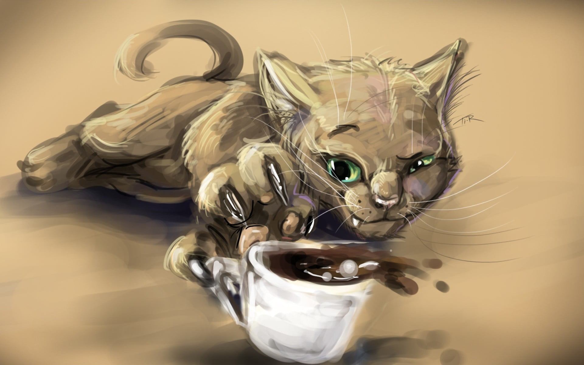 focus on foreground, brown, table, human representation, painting, glass - material, feather, artwork, art and craft, close-up, creativity, cup, craft, HD Wallpaper